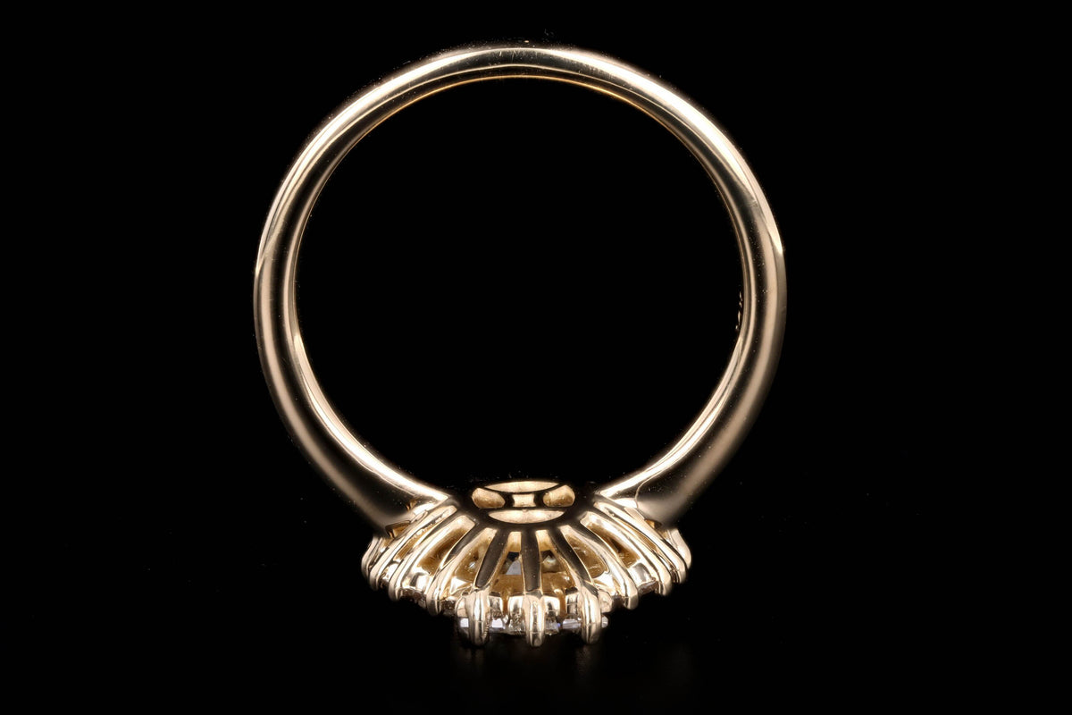 New 14K Yellow Gold 1.01 Carat Round Diamond Fan Engagement Ring - Queen May