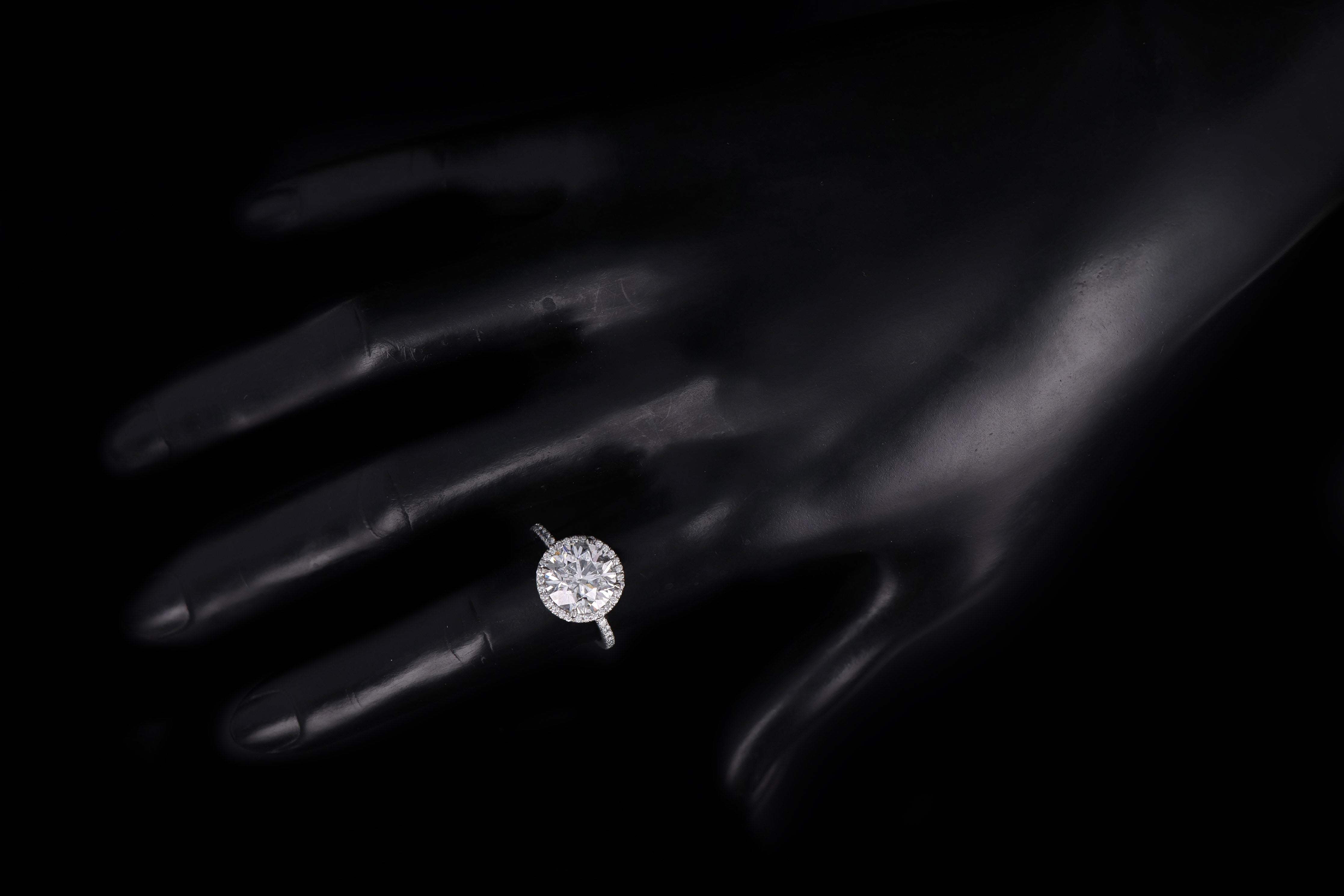 Platinum 3.92 Carat Round Brilliant Diamond Halo Engagement Ring GIA Certified - Queen May