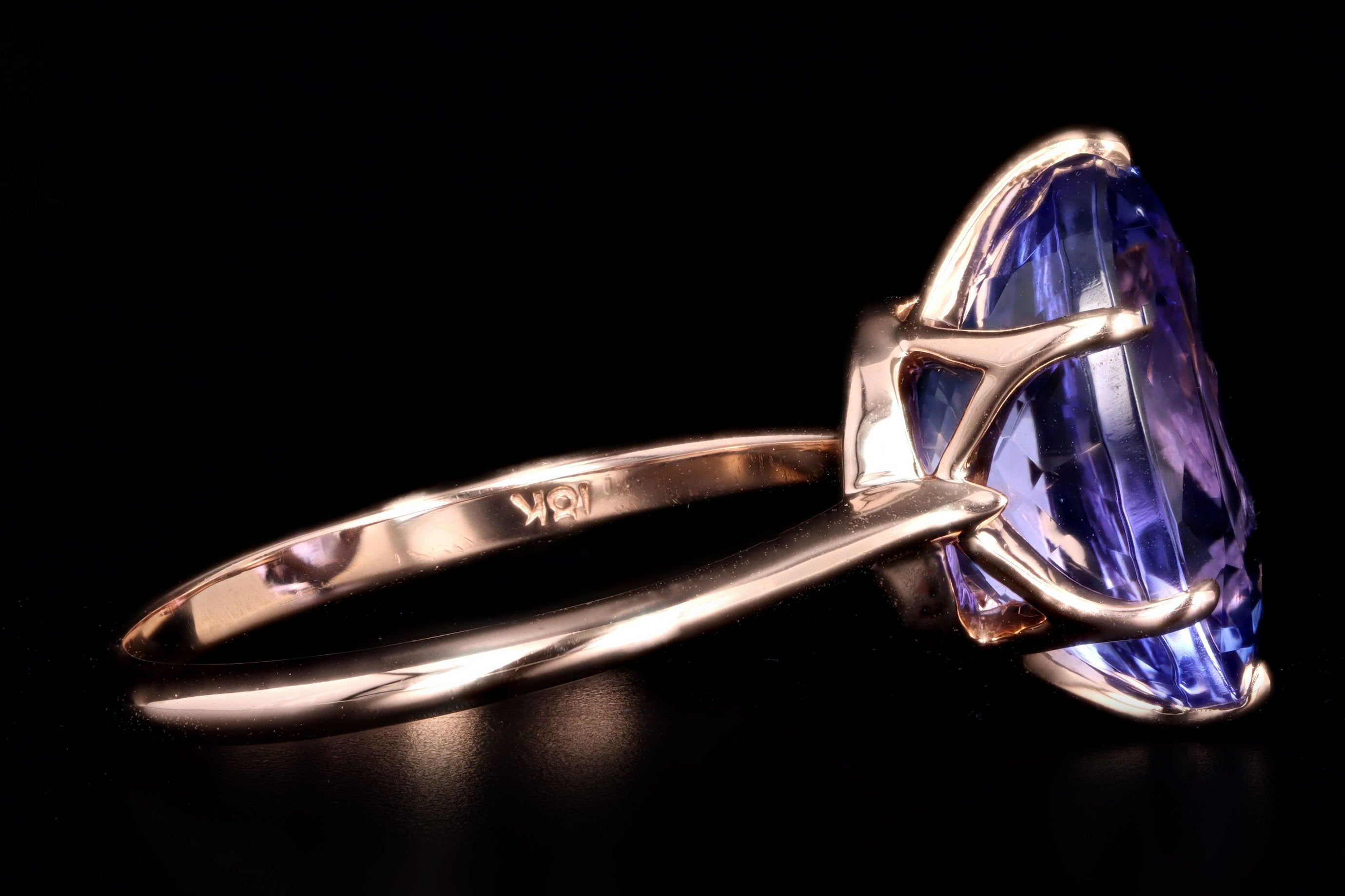 Vintage Inspired 18K Rose Gold 6.07 Carat Oval Tanzanite Ring - Queen May