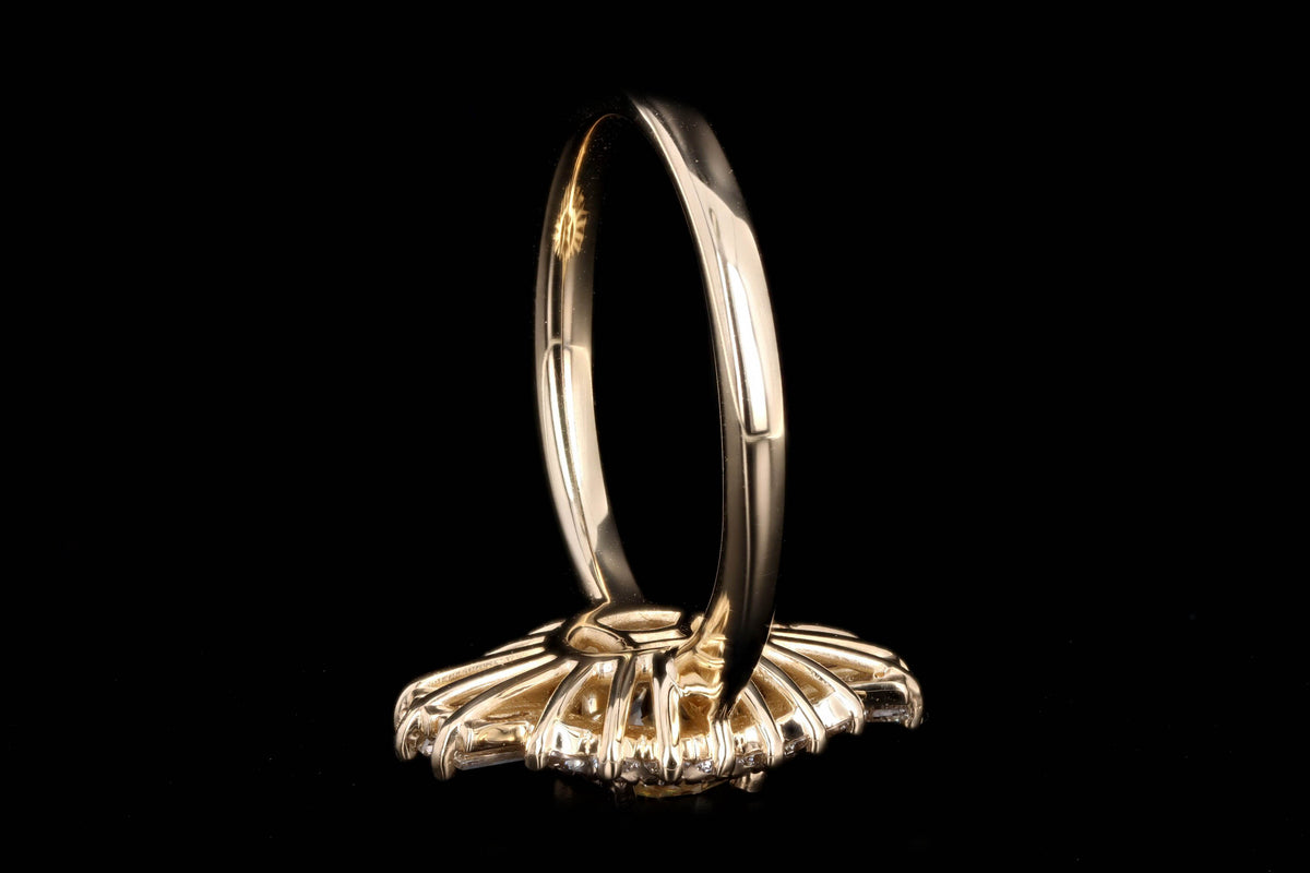 New 14K Yellow Gold 1.01 Carat Round Diamond Fan Engagement Ring - Queen May