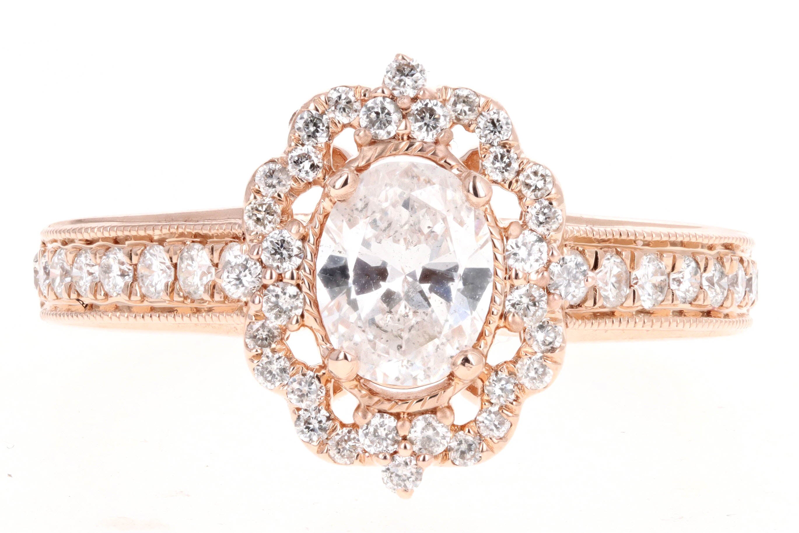 14K Rose Gold .58 Carat Oval Diamond Engagement Ring - Queen May