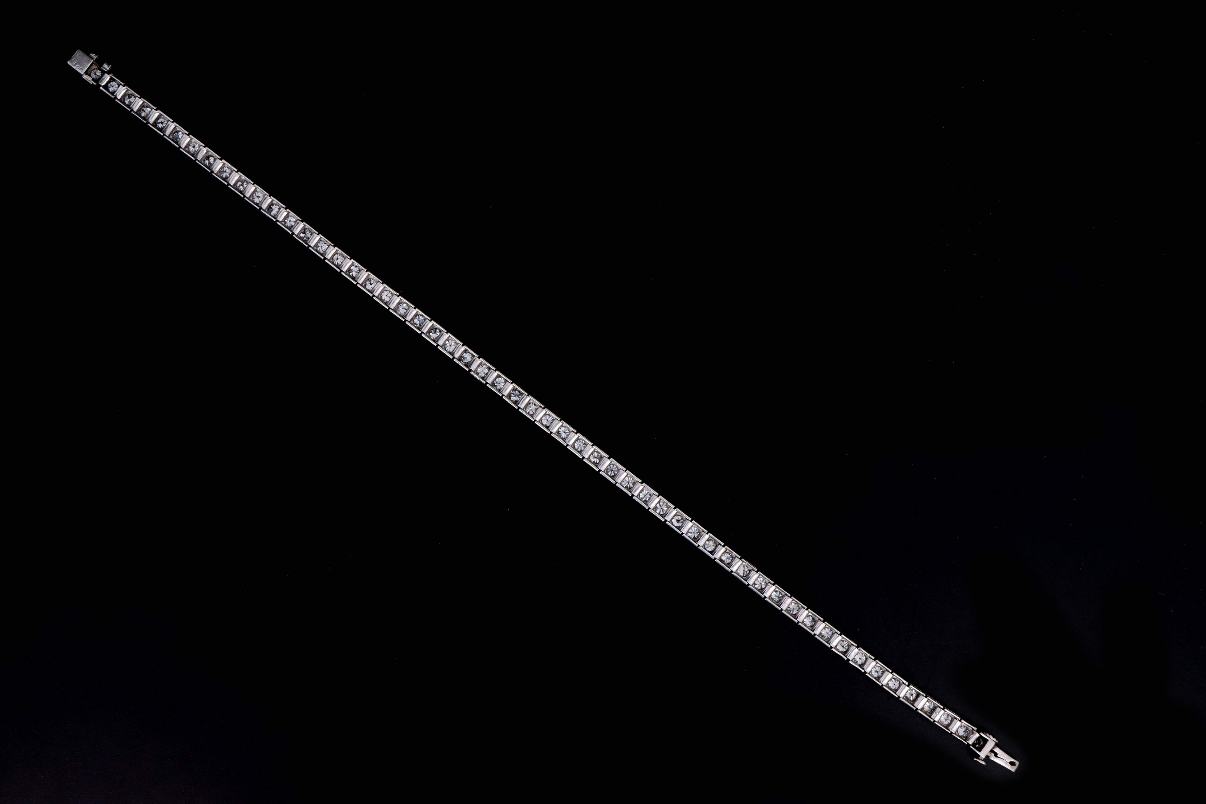 Art Deco Platinum 2.50 Carat Total Weight Old European Cut Diamond Tennis Bracelet - Queen May