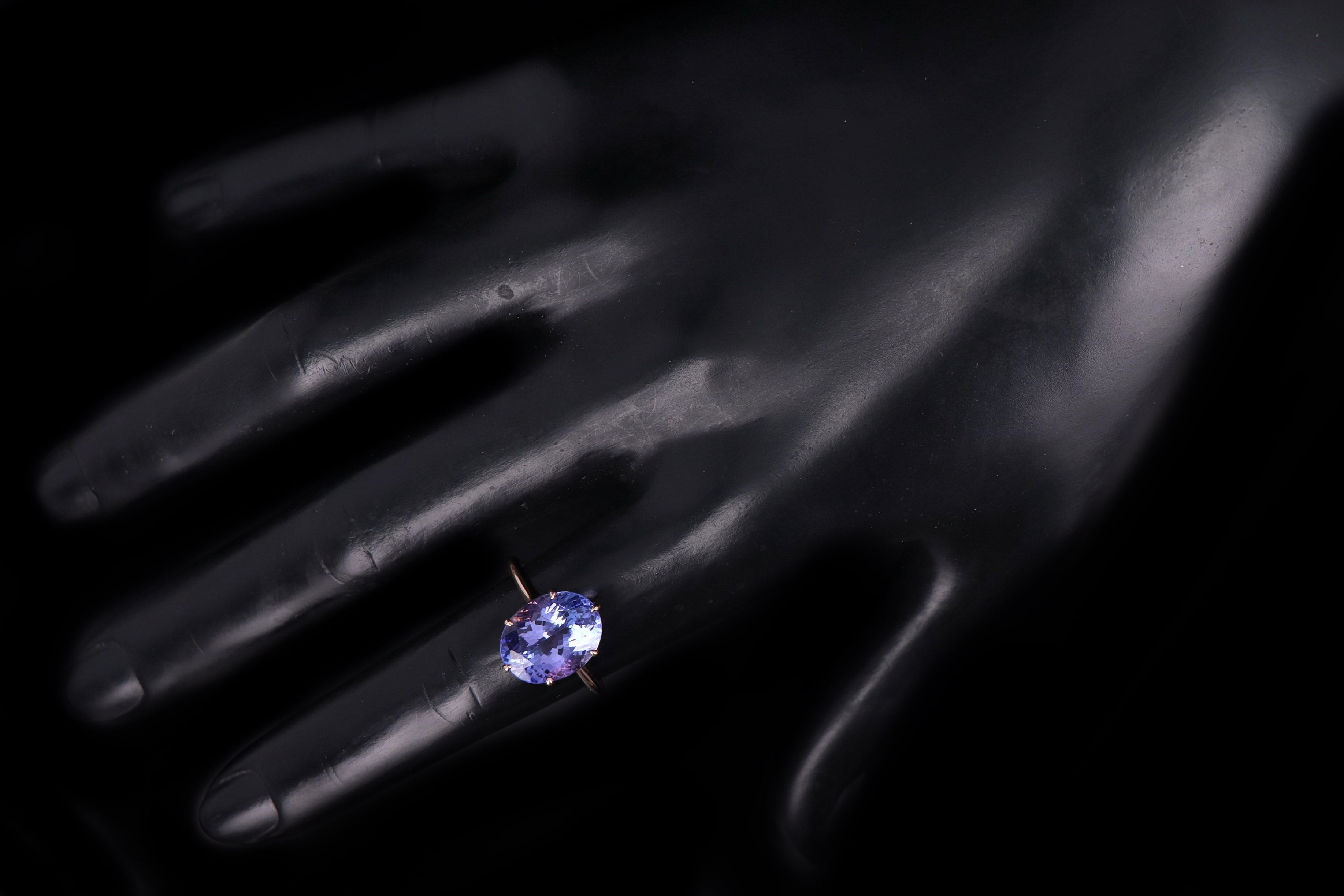 Vintage Inspired 18K Rose Gold 6.07 Carat Oval Tanzanite Ring - Queen May