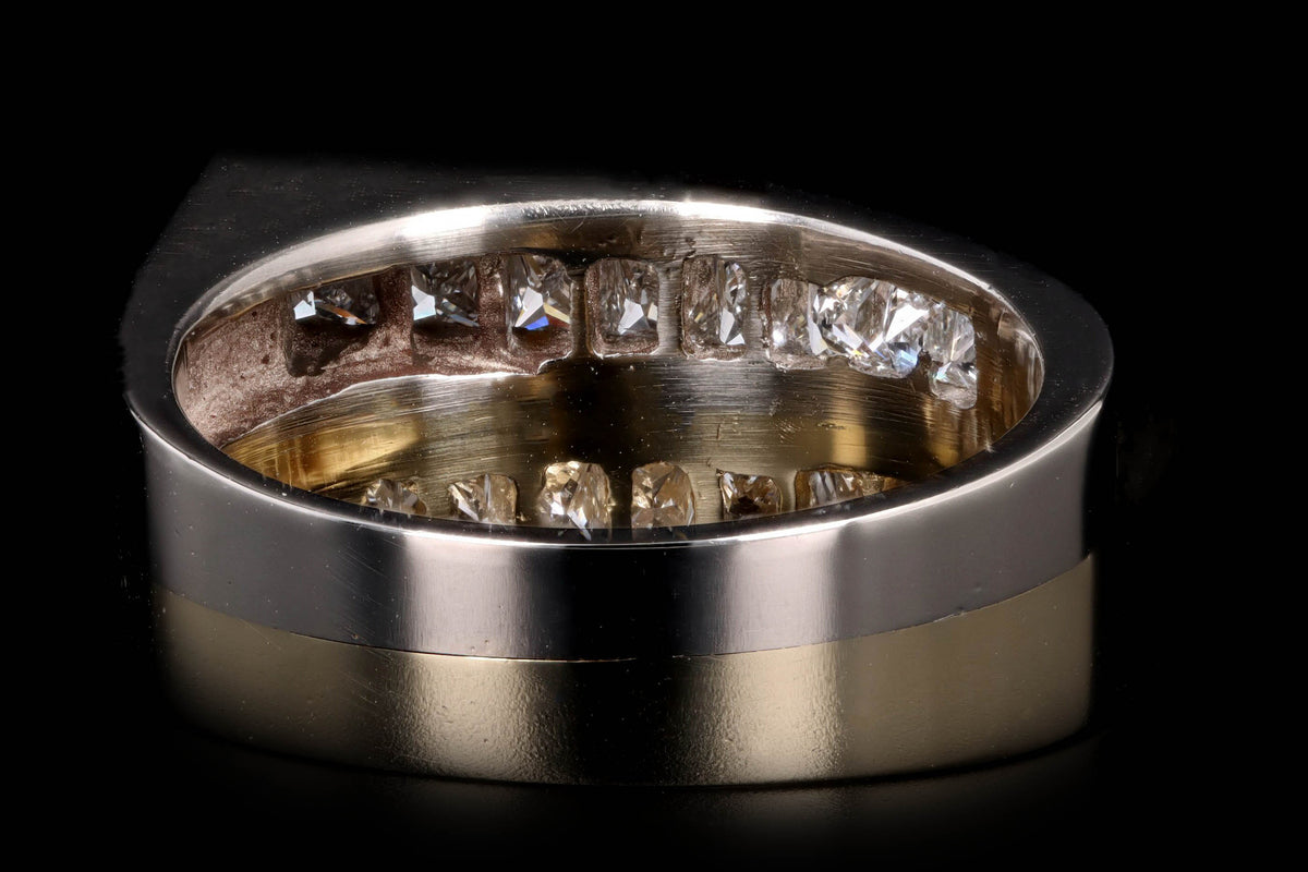 Modern Two Tone 18K Gold Princess Cut Diamond Band - Queen May
