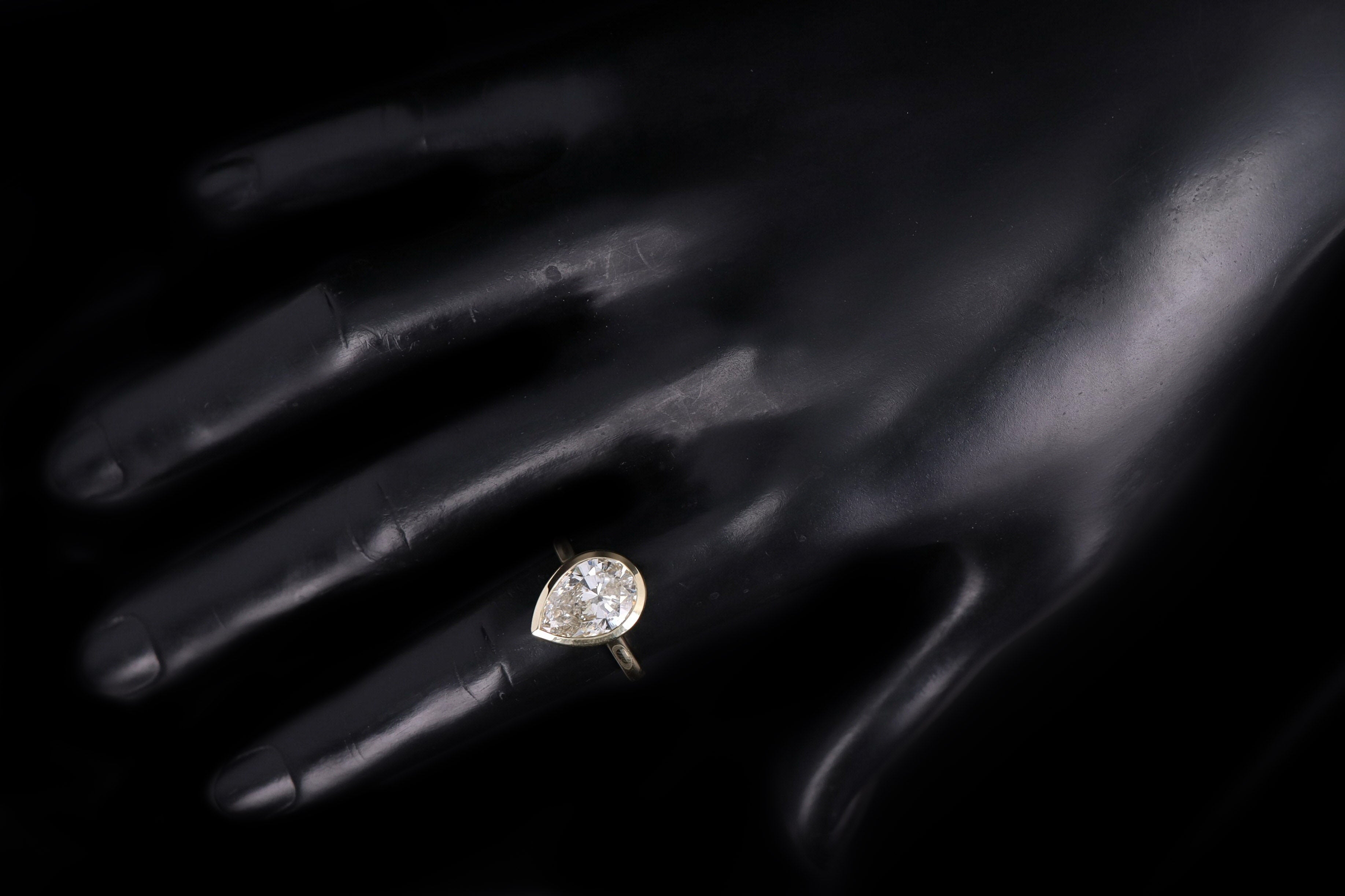 14K Yellow Gold 3.47 Carat Pear Cut Diamond Engagement Ring - Queen May