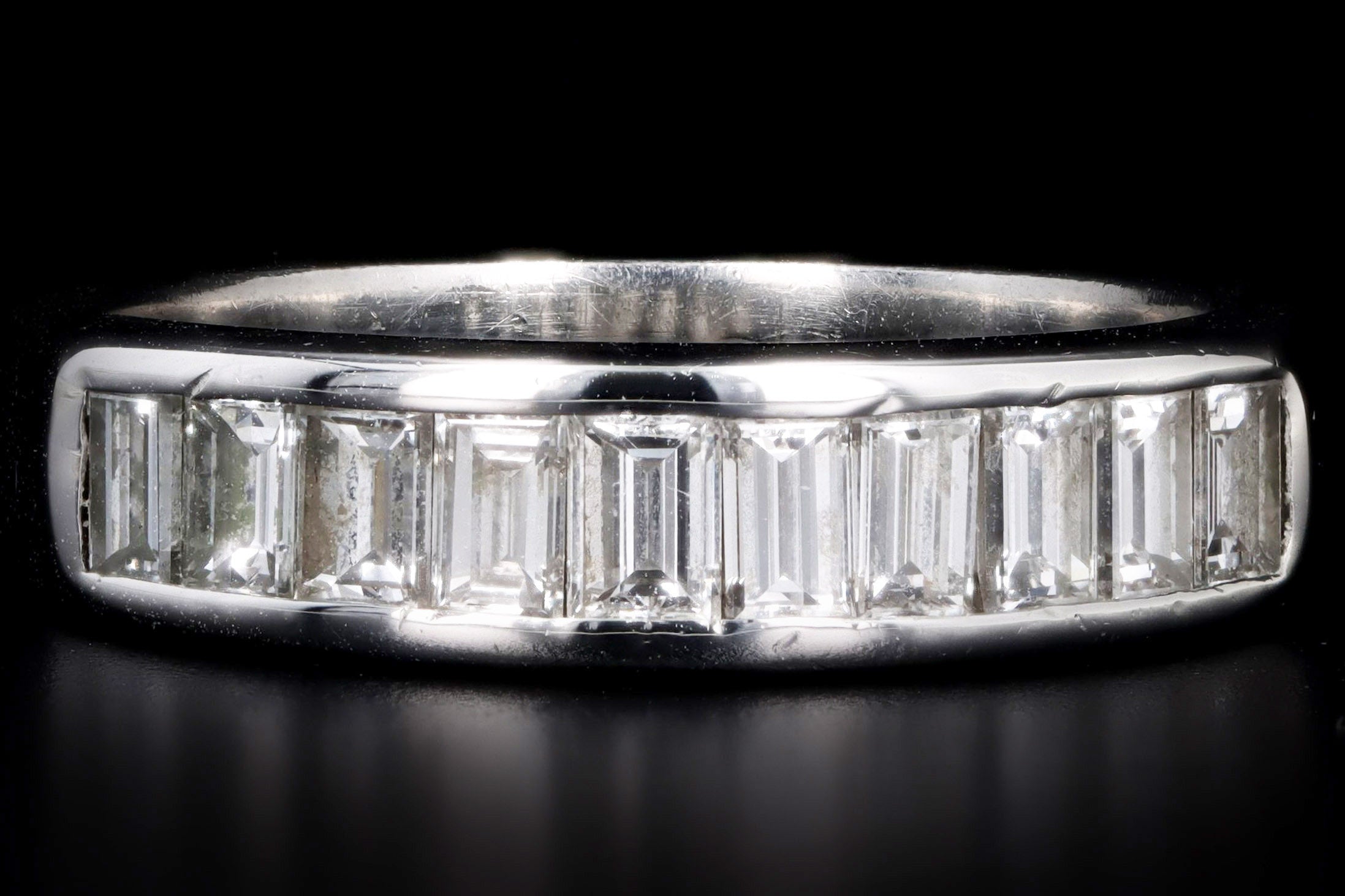 Platinum 1.36 Carat Total Weight Baguette Diamond Channel Wedding Band - Queen May