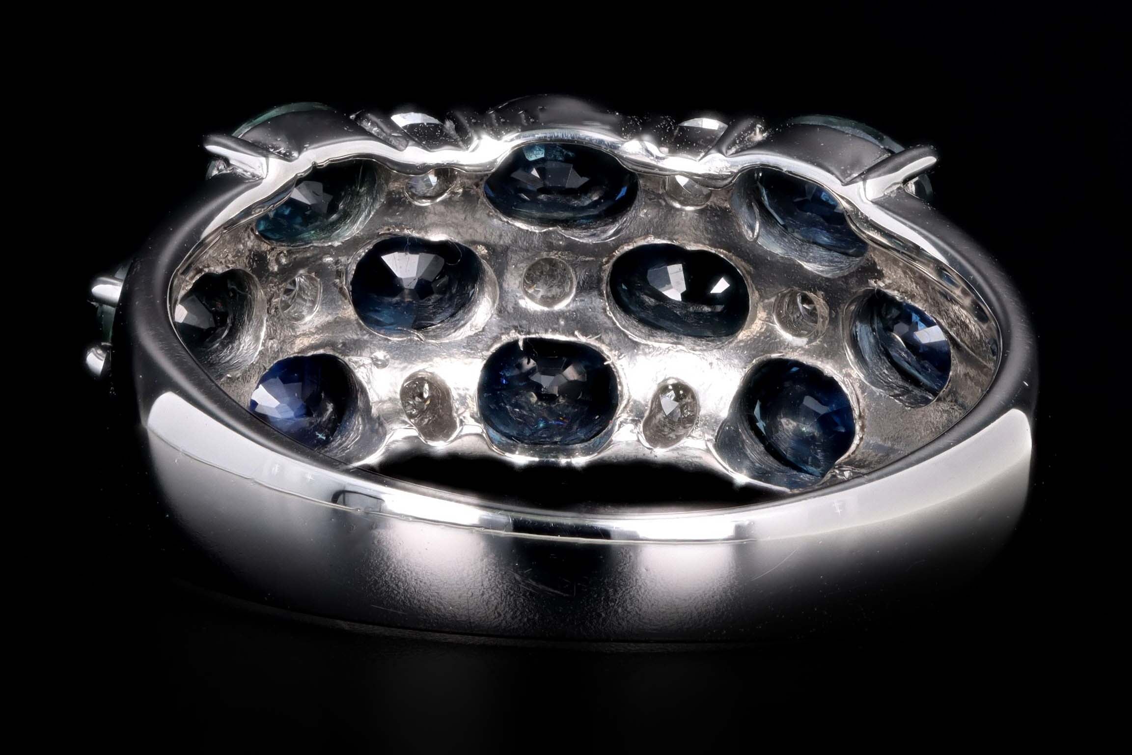 Platinum 2.22 Carat Oval Natural Sapphire & Diamond Band - Queen May
