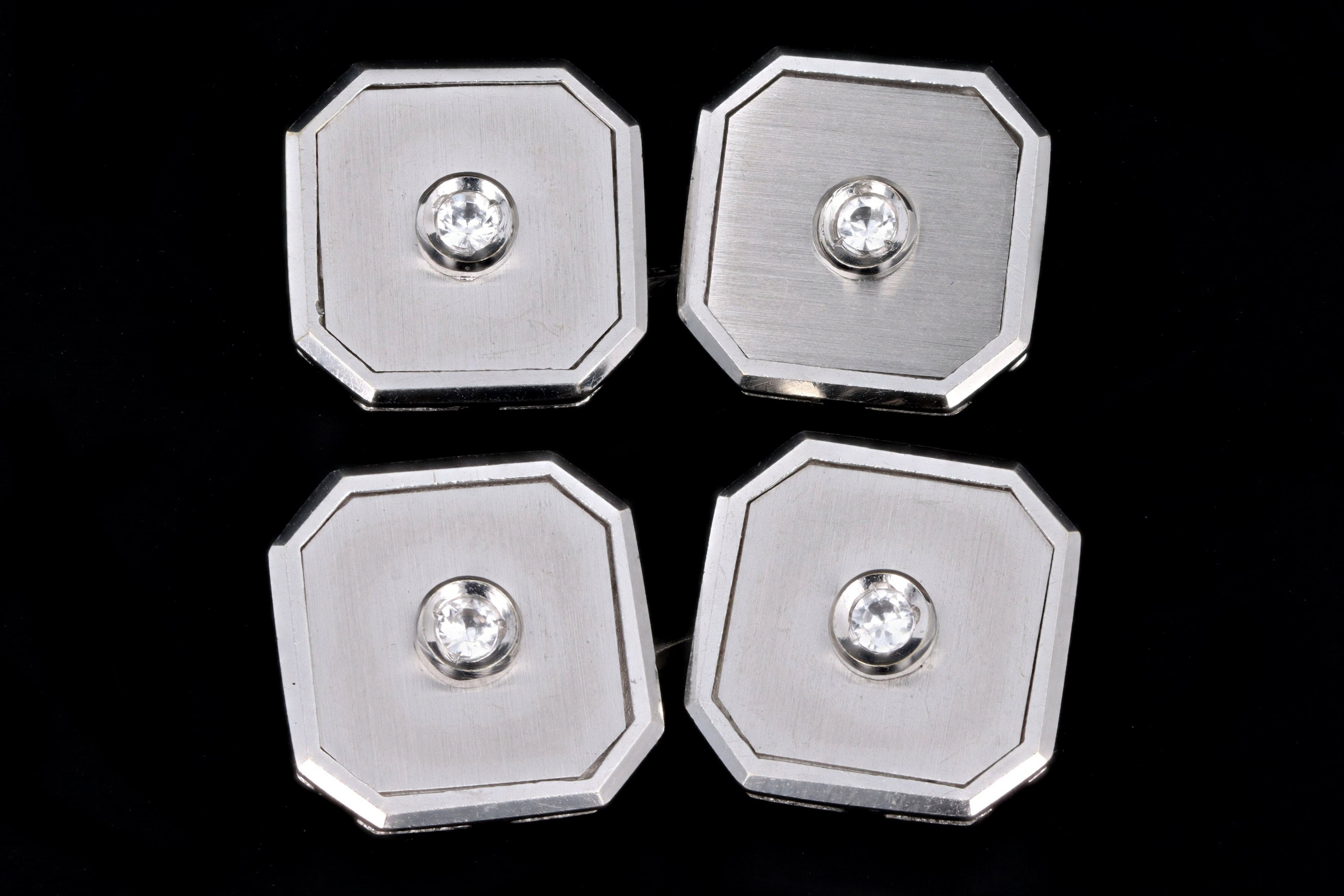 18K White Gold Diamond Italian Cufflinks - Queen May
