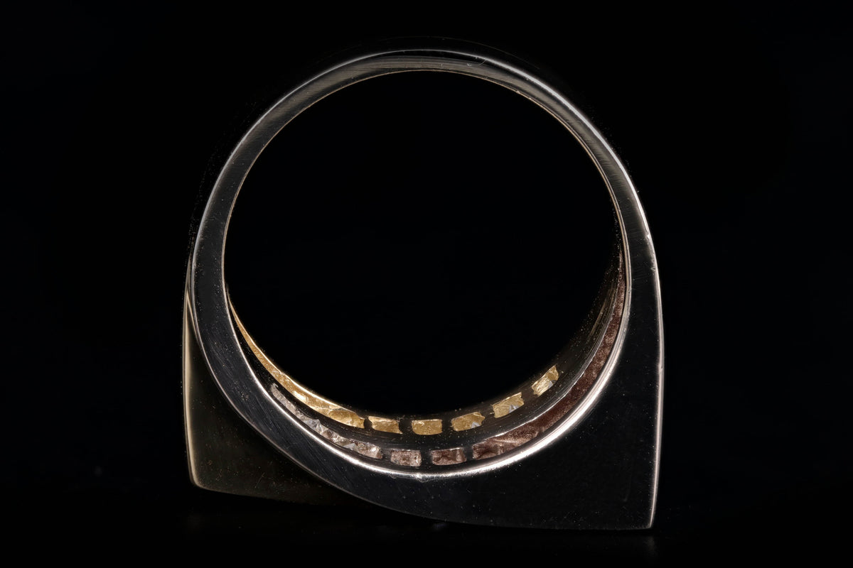 Modern Two Tone 18K Gold Princess Cut Diamond Band - Queen May
