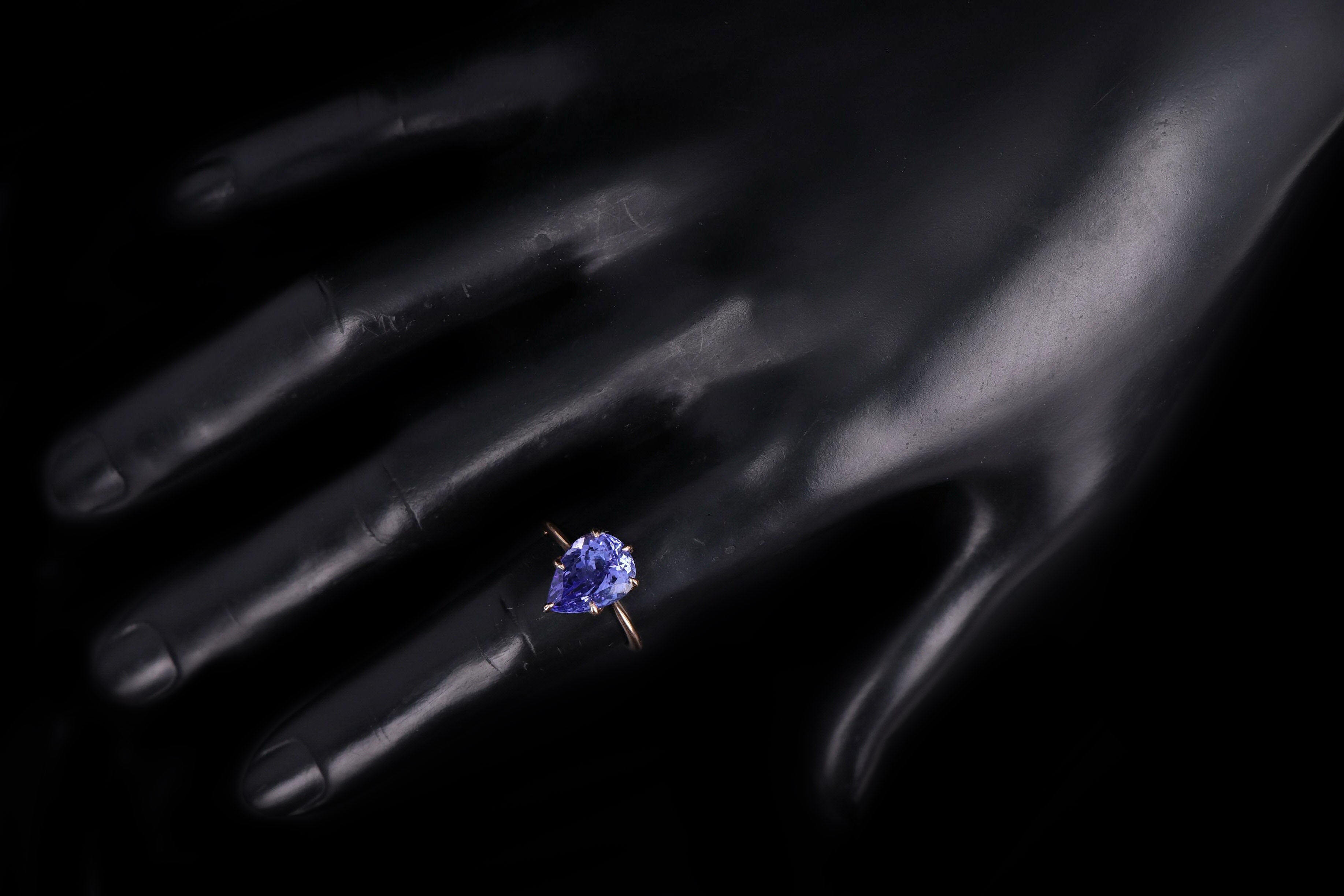 Vintage Inspired 18K Rose Gold 4.12 Carat Pear Cut Tanzanite Ring - Queen May