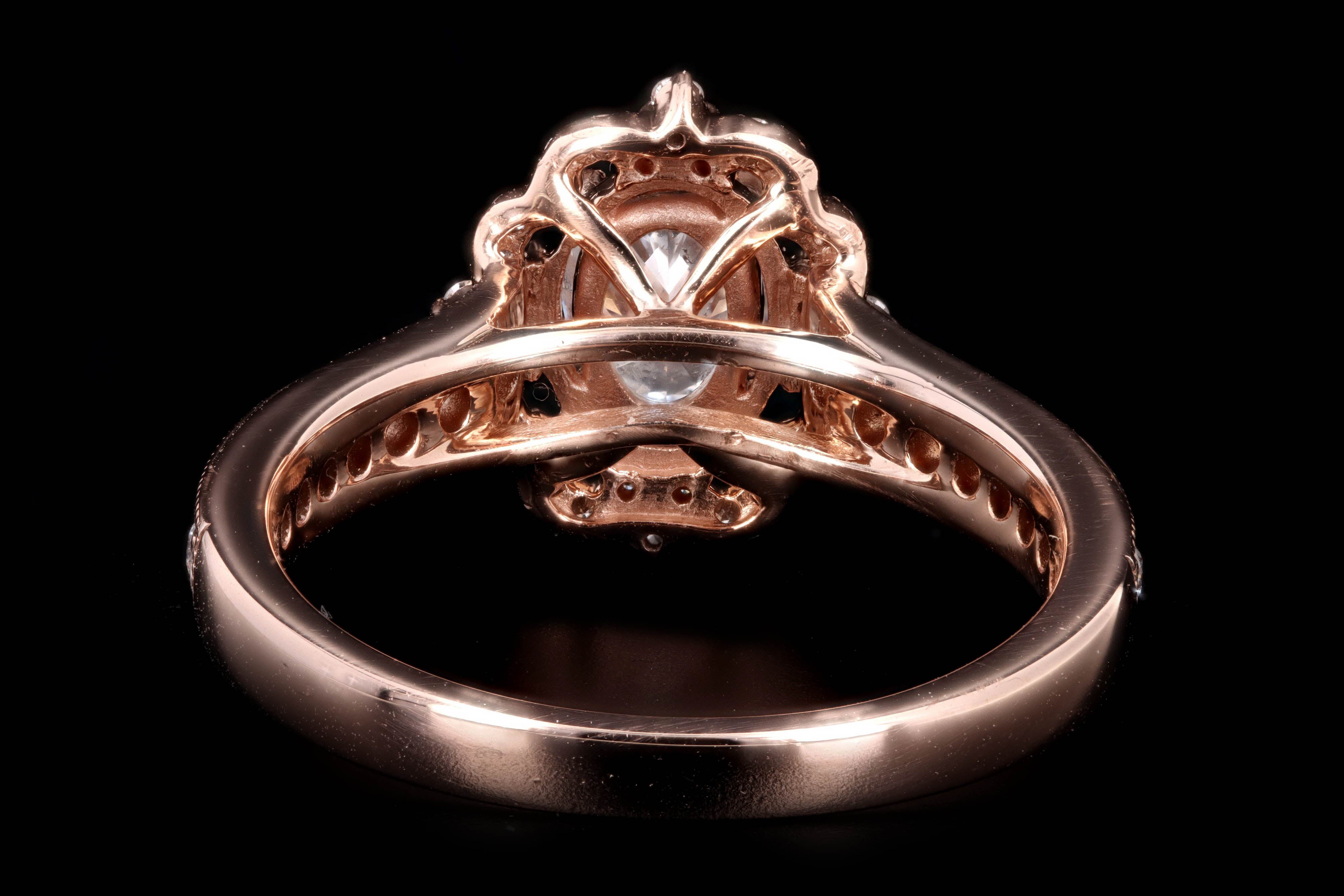 14K Rose Gold .58 Carat Oval Diamond Engagement Ring - Queen May