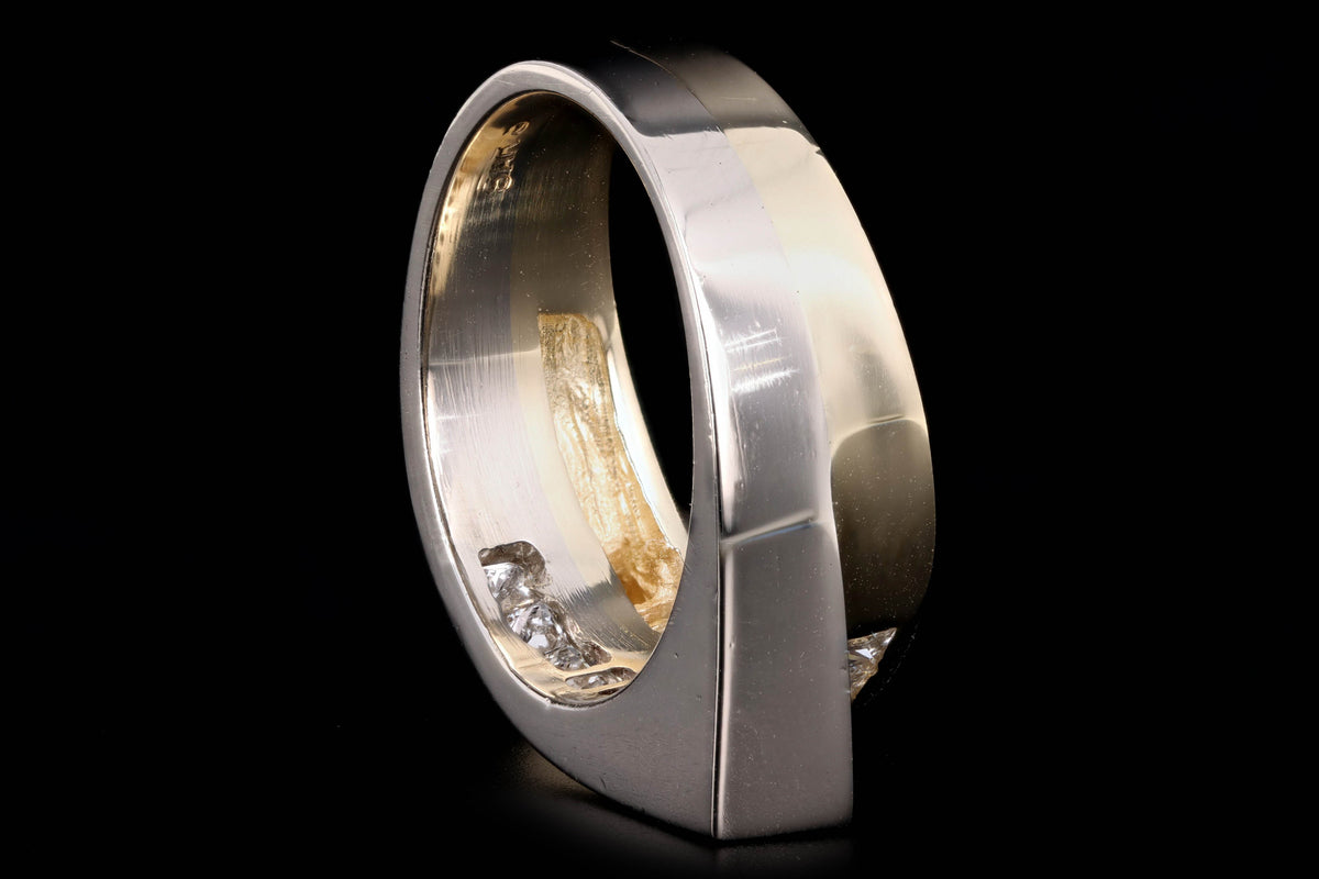 Modern Two Tone 18K Gold Princess Cut Diamond Band - Queen May