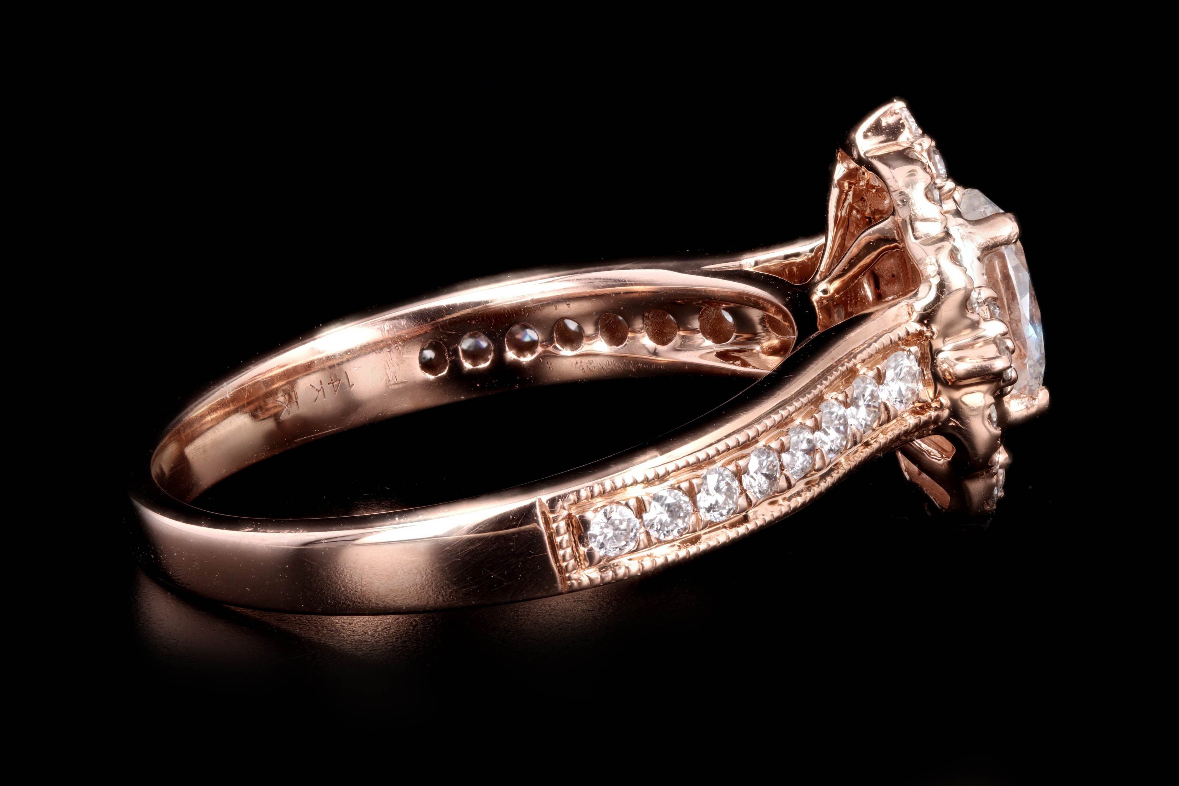 14K Rose Gold .58 Carat Oval Diamond Engagement Ring - Queen May