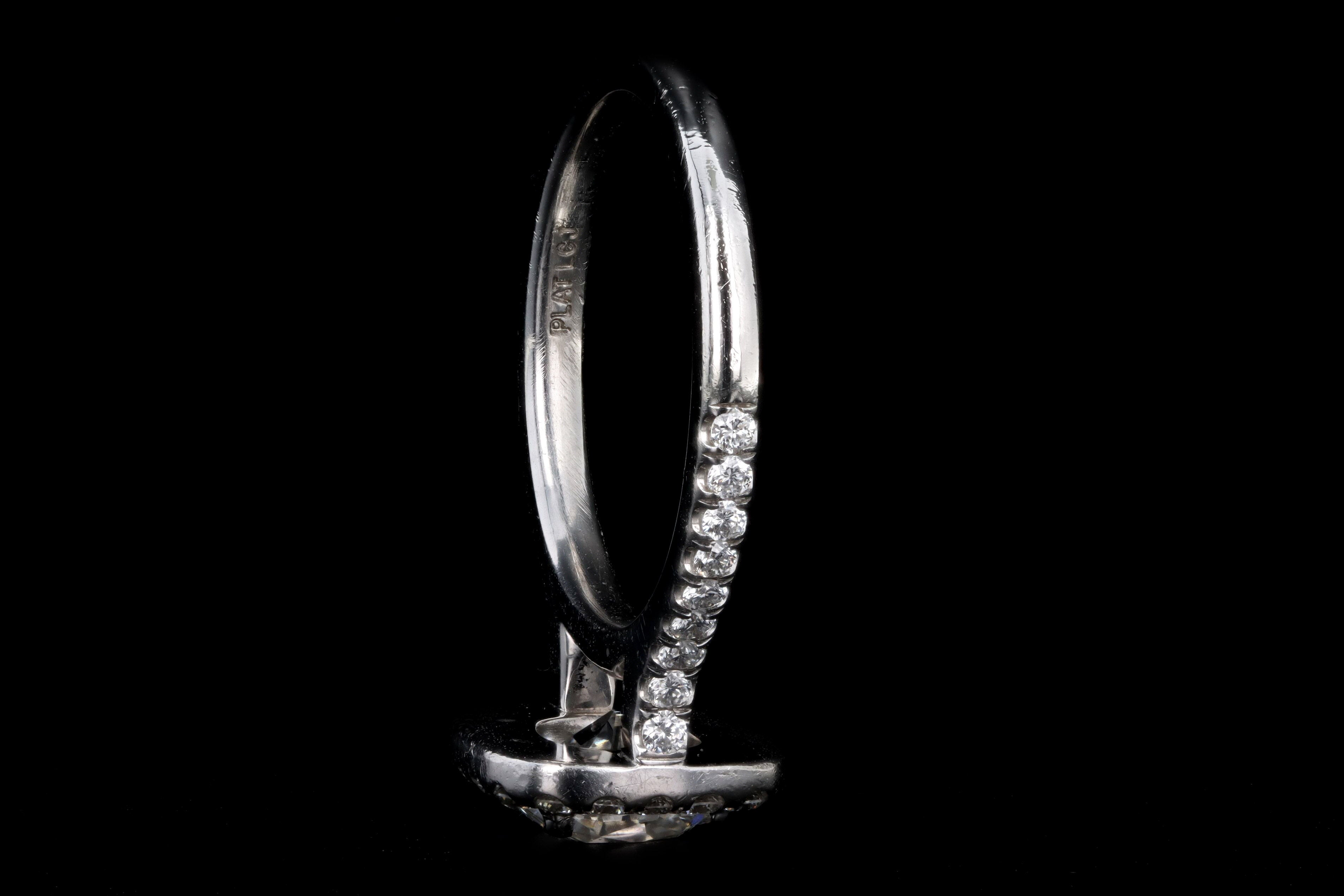 Platinum .99 Carat Cushion Cut Diamond Halo Engagement Ring GIA Certified - Queen May