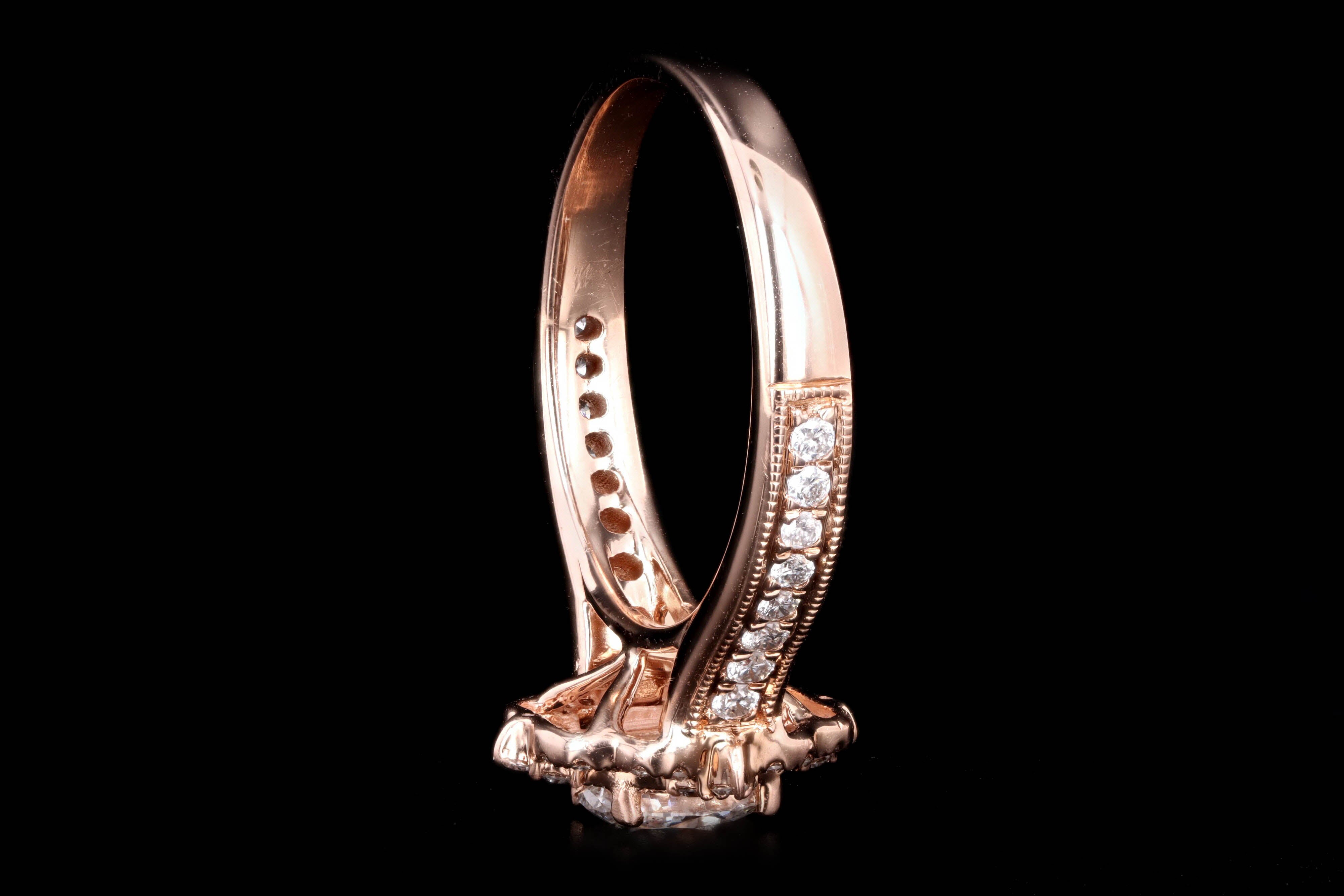 14K Rose Gold .58 Carat Oval Diamond Engagement Ring - Queen May