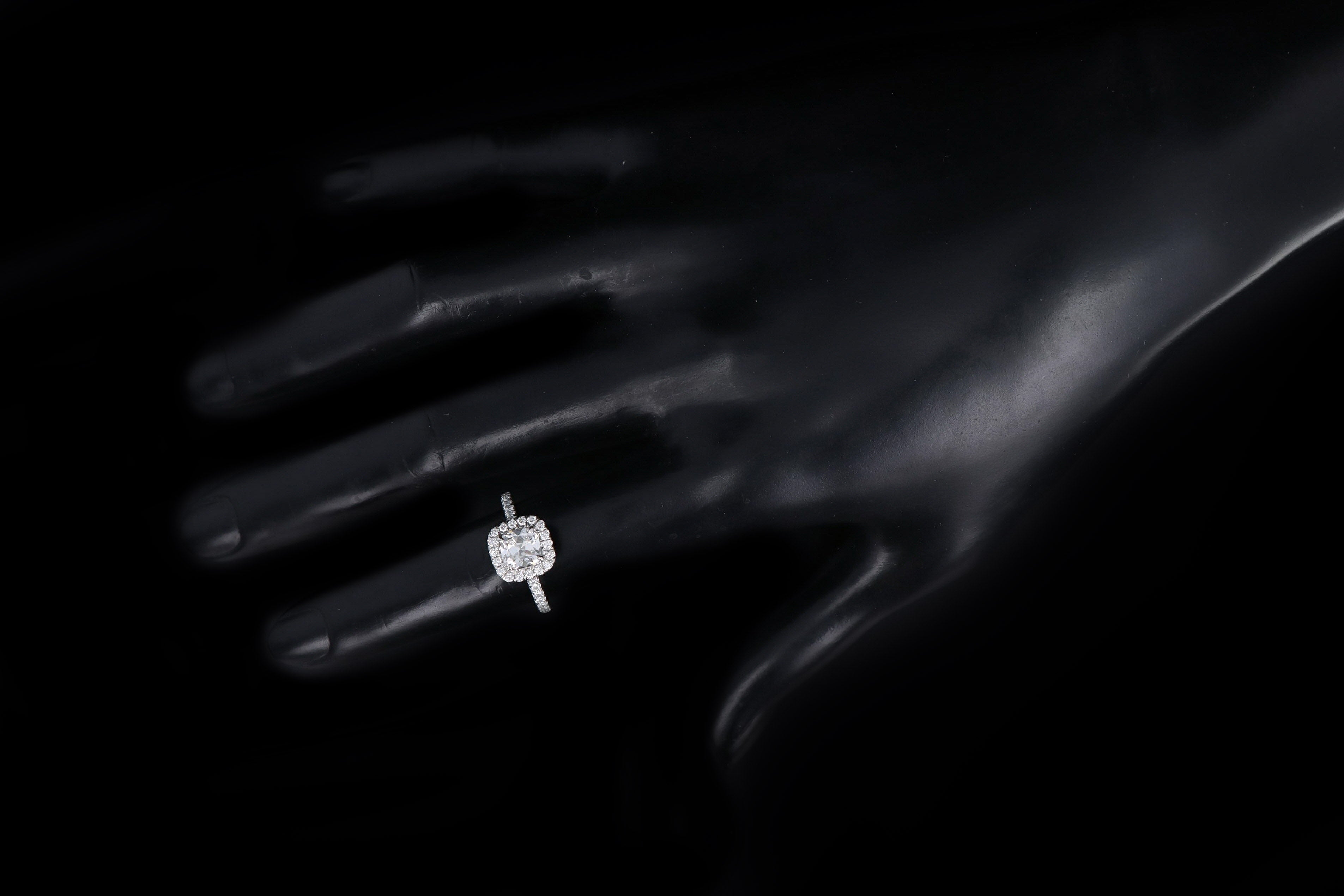 Platinum .99 Carat Cushion Cut Diamond Halo Engagement Ring GIA Certified - Queen May