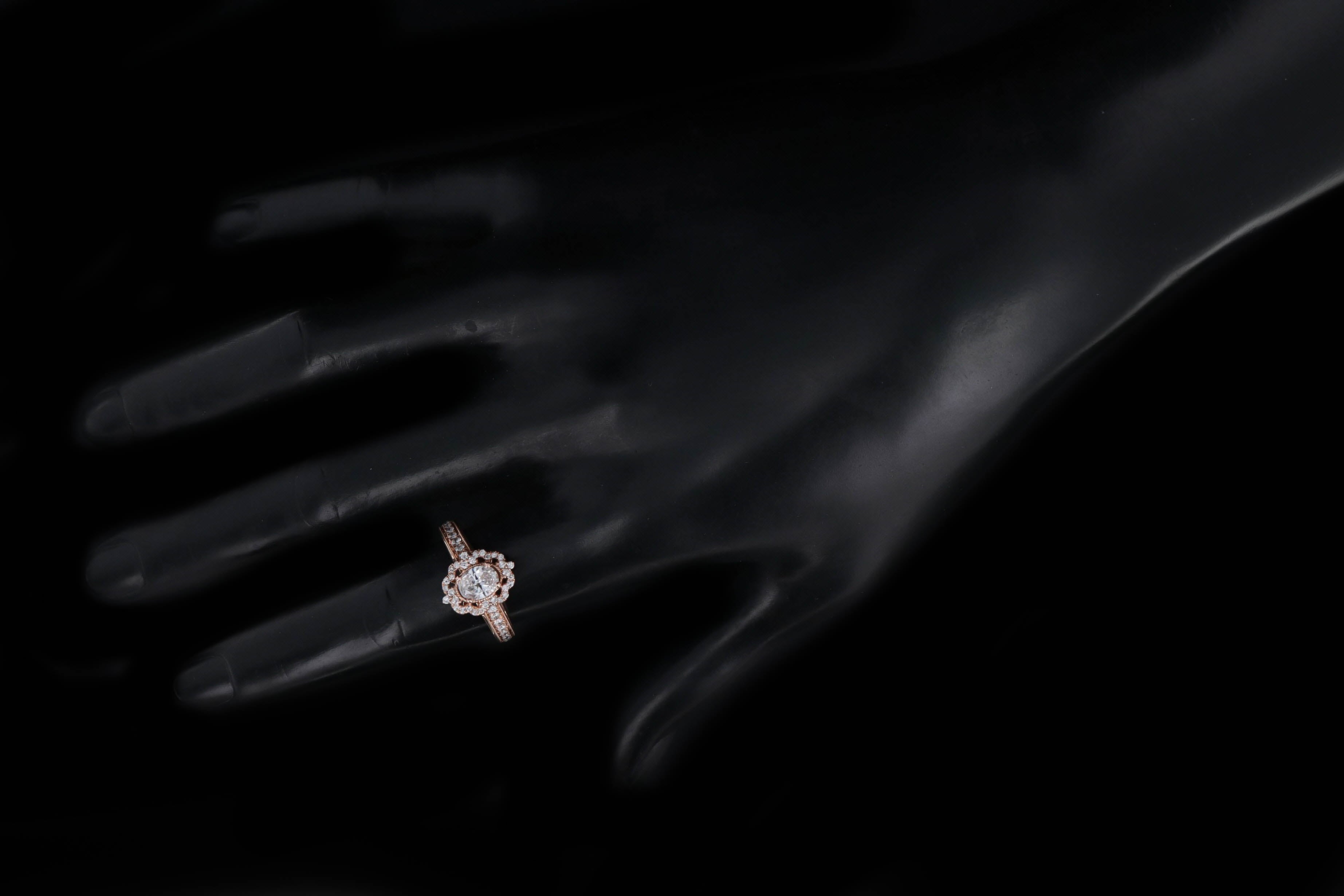 14K Rose Gold .58 Carat Oval Diamond Engagement Ring - Queen May