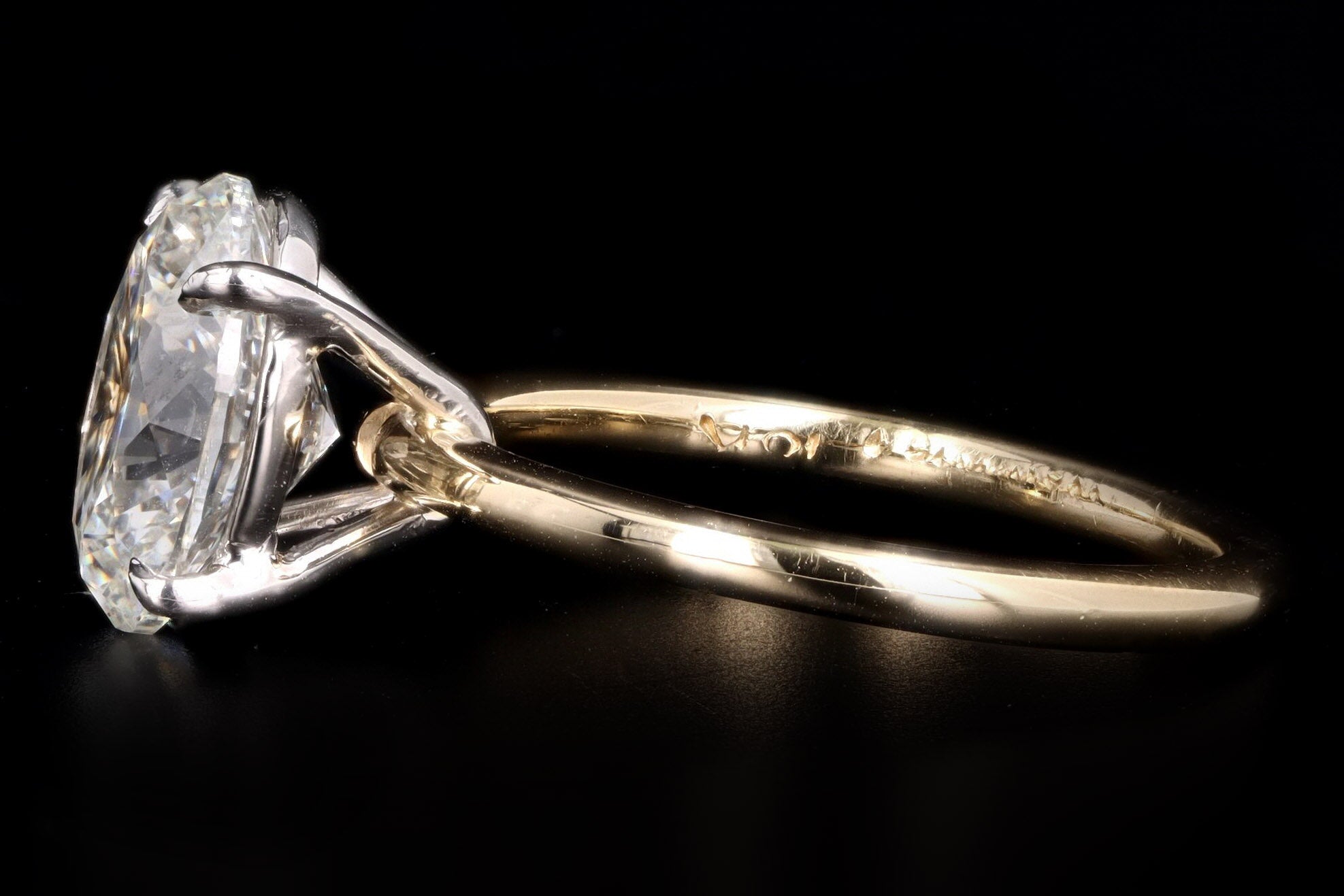18K Yellow Gold and Platinum 2.99 Carat Oval Diamond Engagement Ring GIA Certified - Queen May