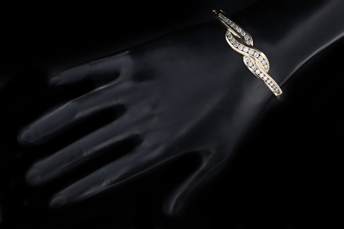 14K Yellow Gold 3 Carat Total Weight Diamond Bangle - Queen May