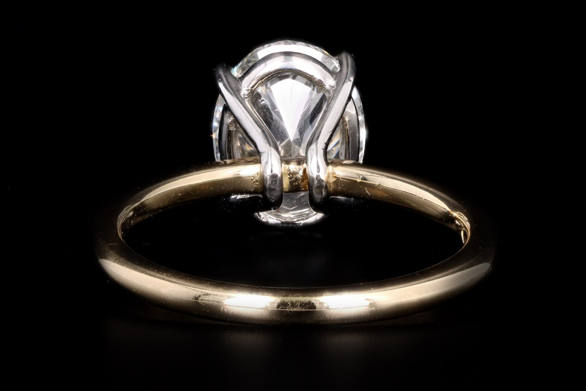18K Yellow Gold and Platinum 2.99 Carat Oval Diamond Engagement Ring GIA Certified - Queen May