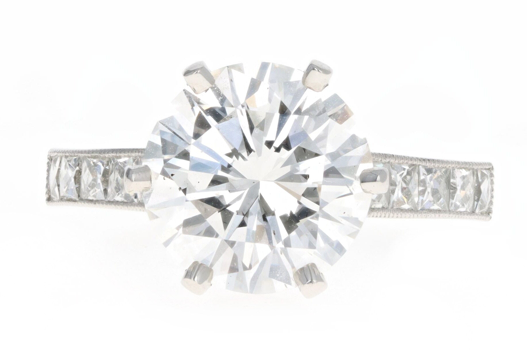 Platinum 3.75 Carat Round Brilliant Diamond Engagement Ring GIA Certified & IGI Appraisal - Queen May