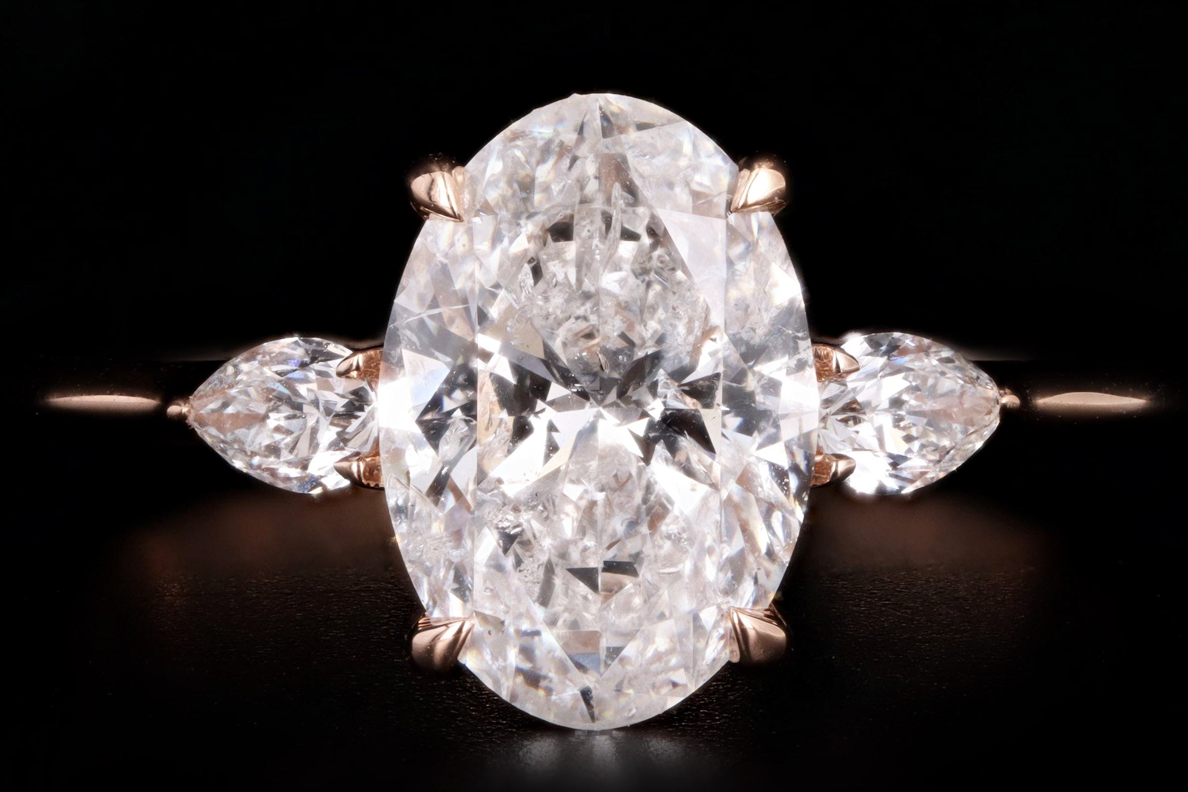18K Rose Gold 2 Carat Oval Diamond Engagement Ring IGI Certified - Queen May