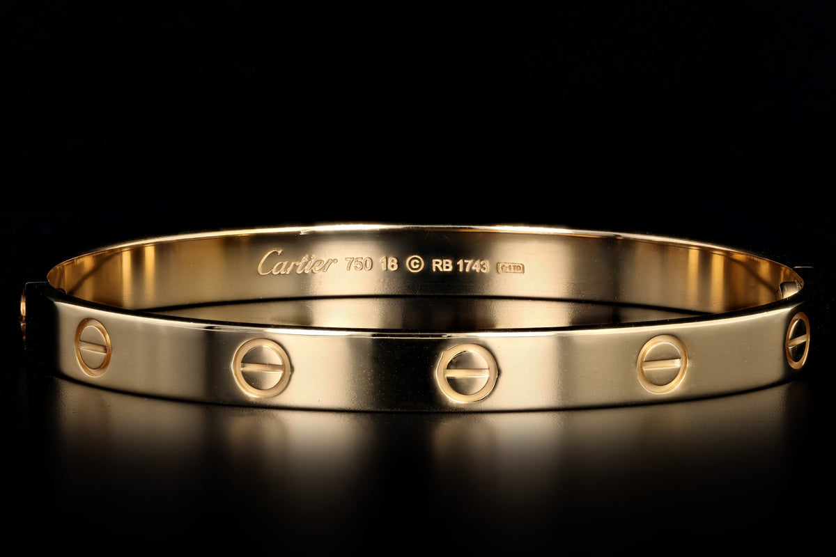 Cartier 18K Yellow Gold Love Bracelet Size 18 - Queen May