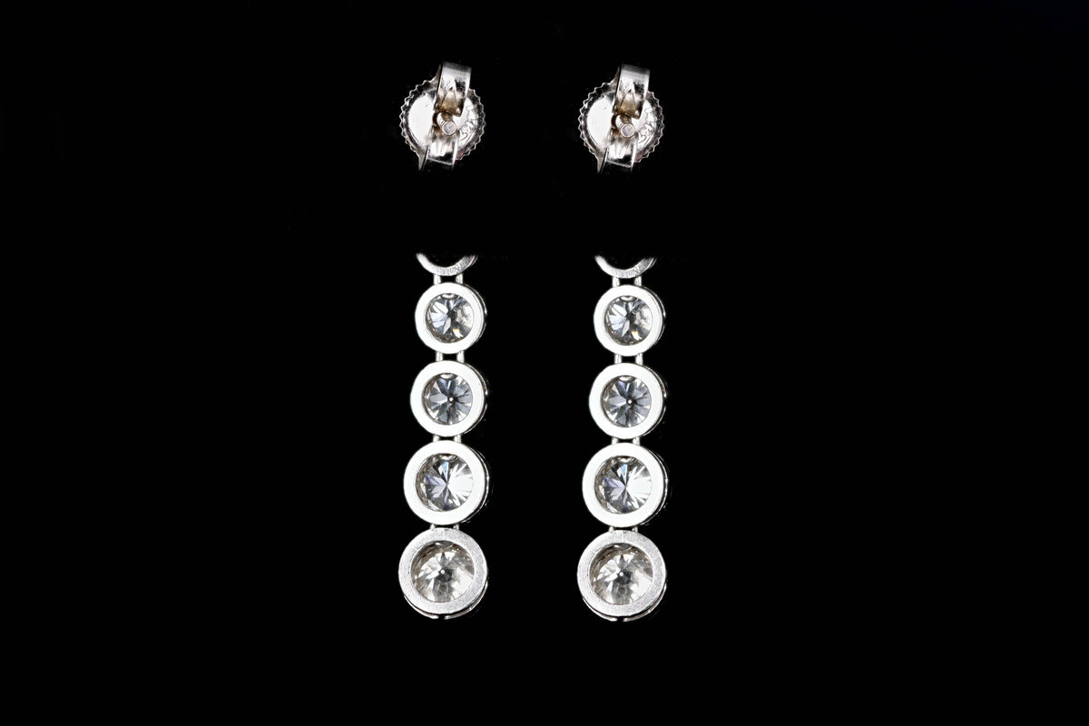 Edwardian Platinum Old European Cut Diamond Flower Drop Earrings - Queen May