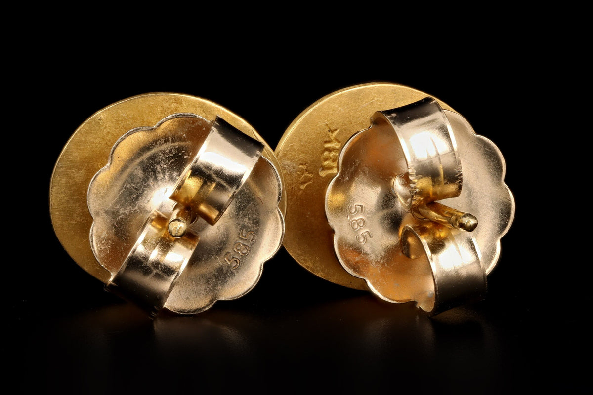 18K Yellow Gold Tourmaline Stud Earrings - Queen May