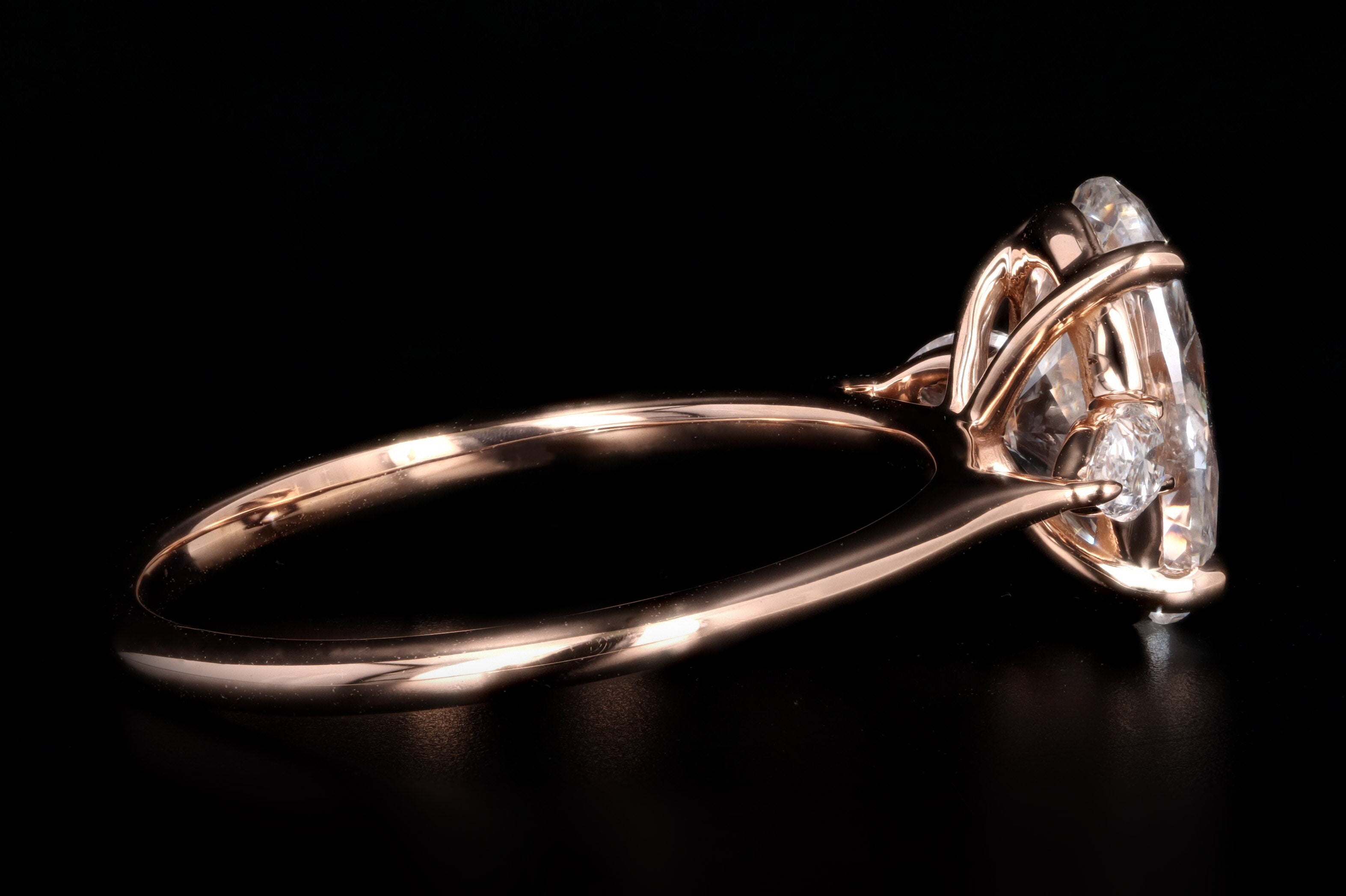 18K Rose Gold 2 Carat Oval Diamond Engagement Ring IGI Certified - Queen May