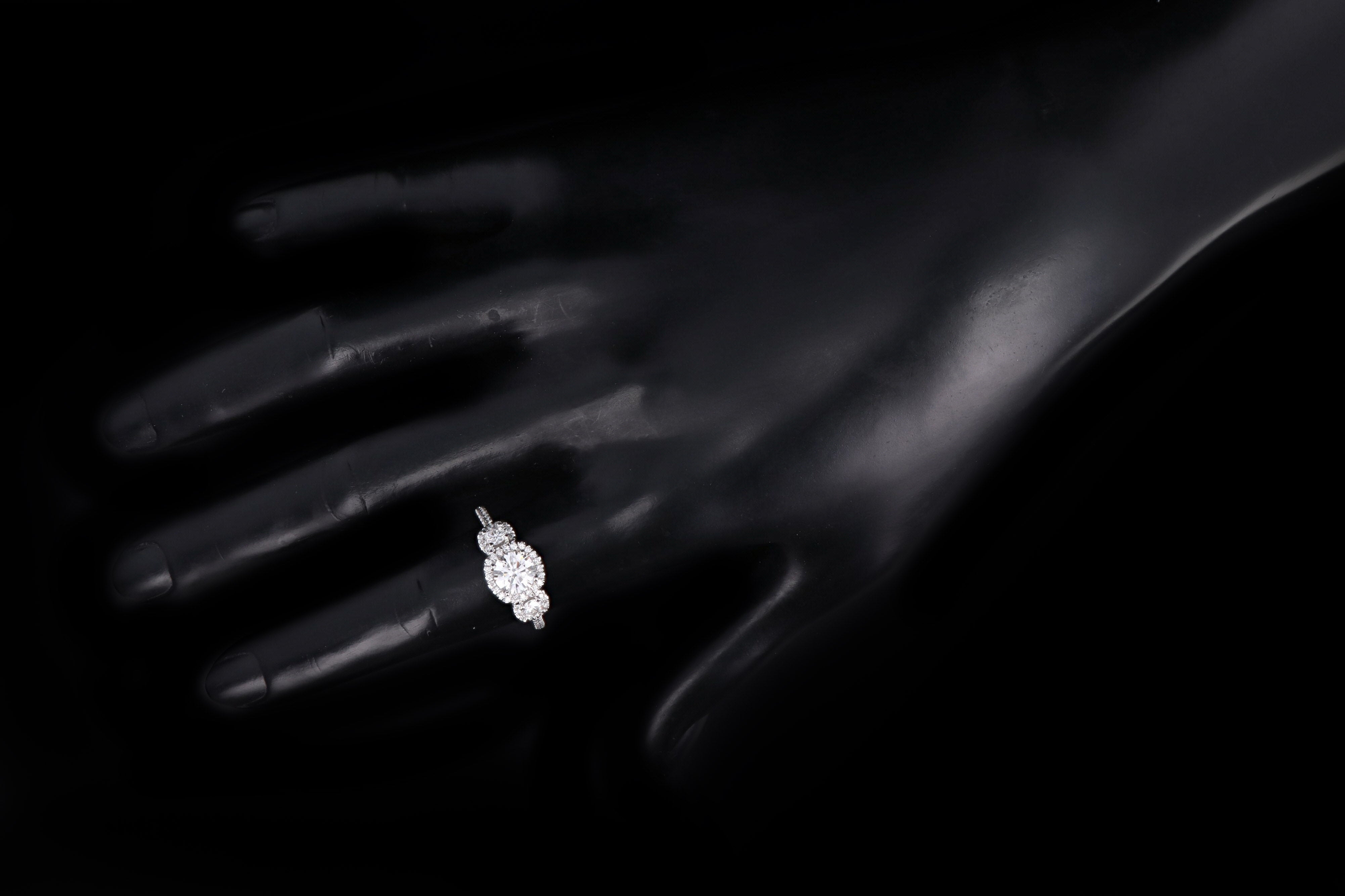 Platinum 1.00 Carat Round Brilliant Diamond Three Stone Engagement Ring GIA Certified - Queen May