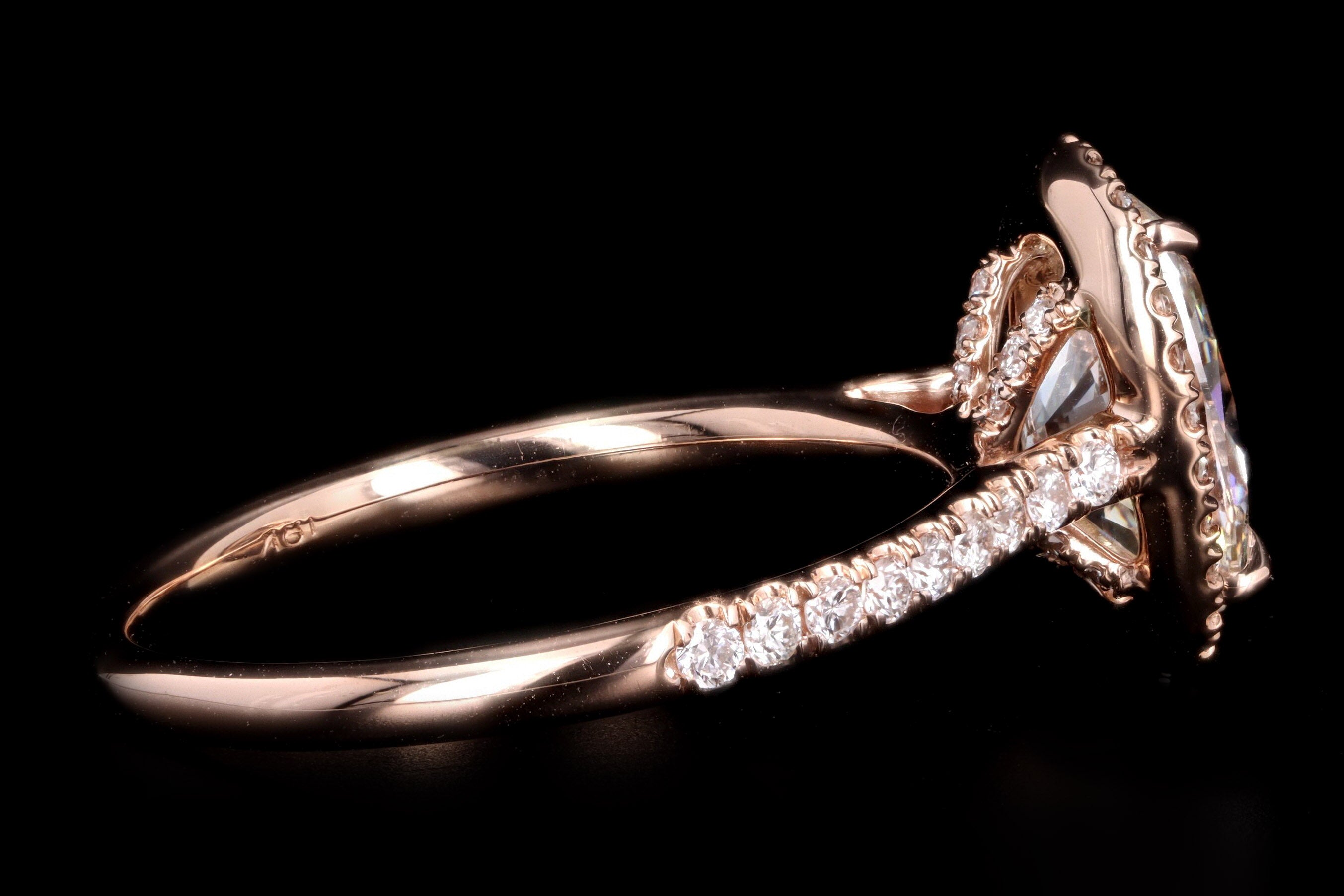 18K Rose Gold 1.86 Carat Oval Diamond Engagement Ring GIA Certified - Queen May