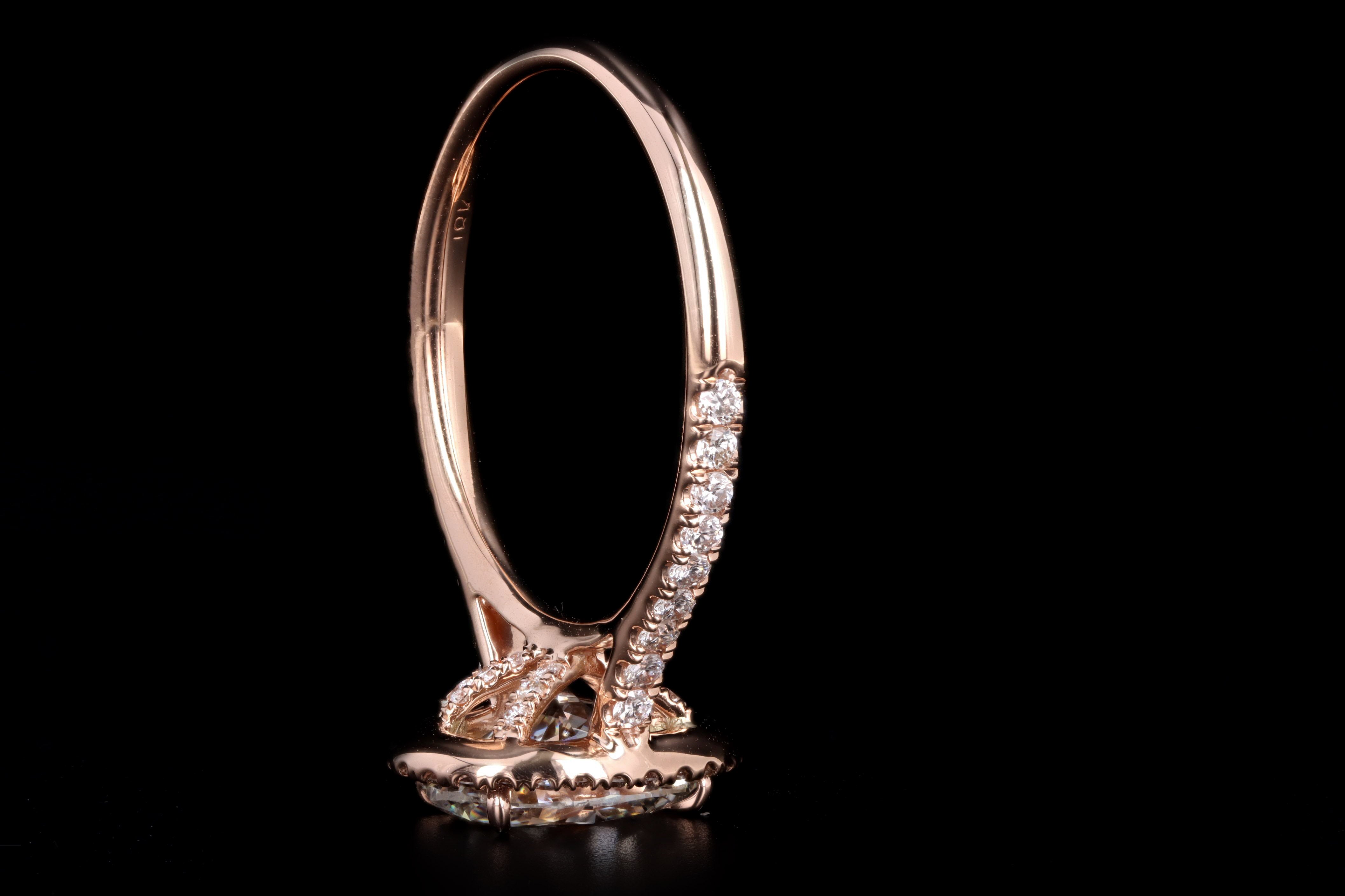 18K Rose Gold 1.86 Carat Oval Diamond Engagement Ring GIA Certified - Queen May
