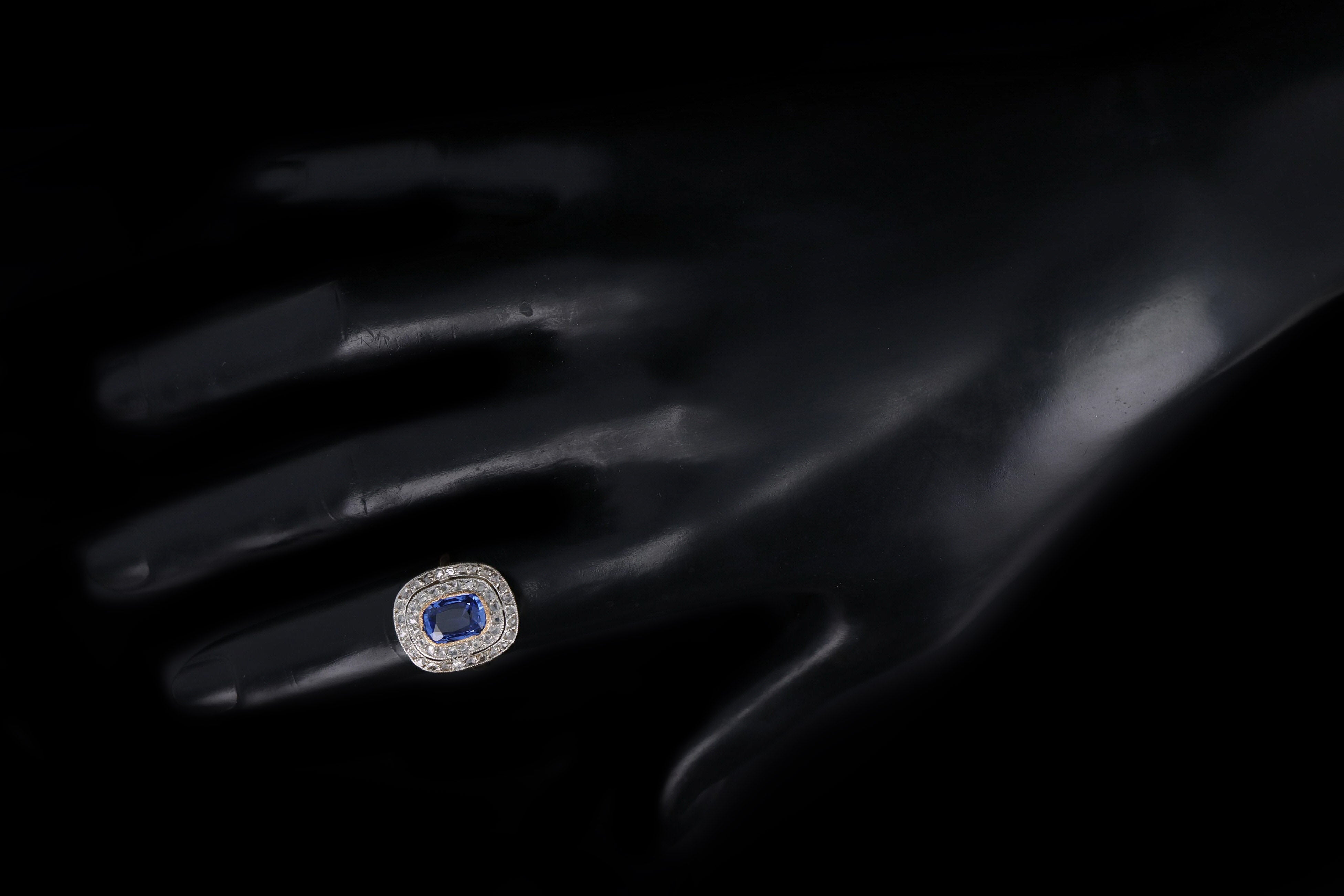 Victorian 18K Yellow Gold & Platinum 2.0 Carat Natural No Heat Sapphire Ring - Queen May