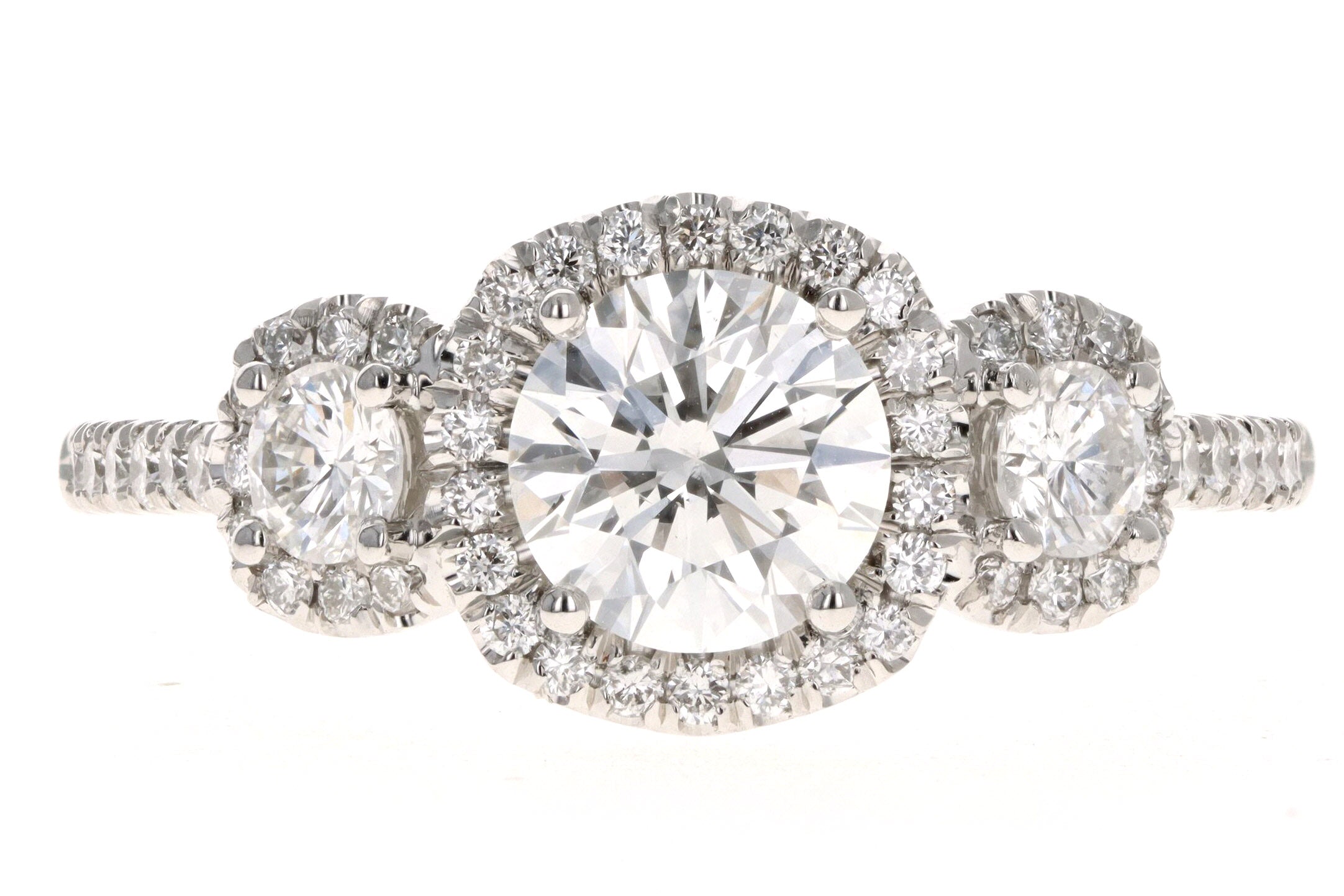 Platinum 1.00 Carat Round Brilliant Diamond Three Stone Engagement Ring GIA Certified - Queen May