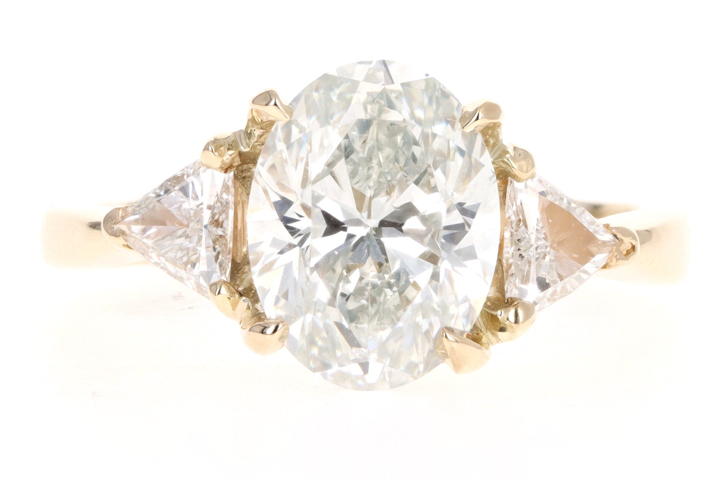14K Yellow Gold 2.99 Carat Oval Diamond Engagement Ring GIA Certified - Queen May