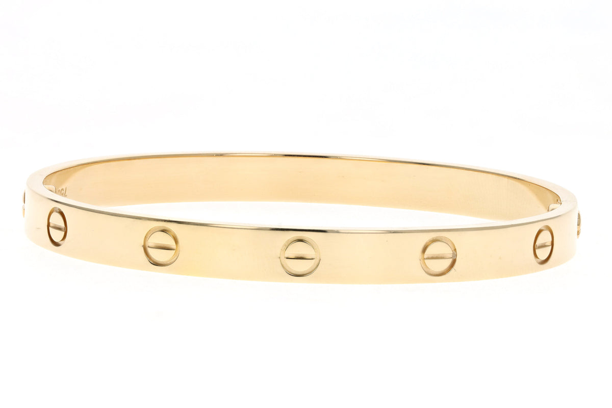 Cartier 18K Yellow Gold Love Bracelet Size 18 - Queen May