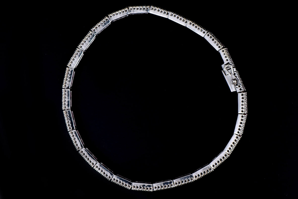 18K White Gold Natural Ruby & Diamond Line Bracelet - Queen May