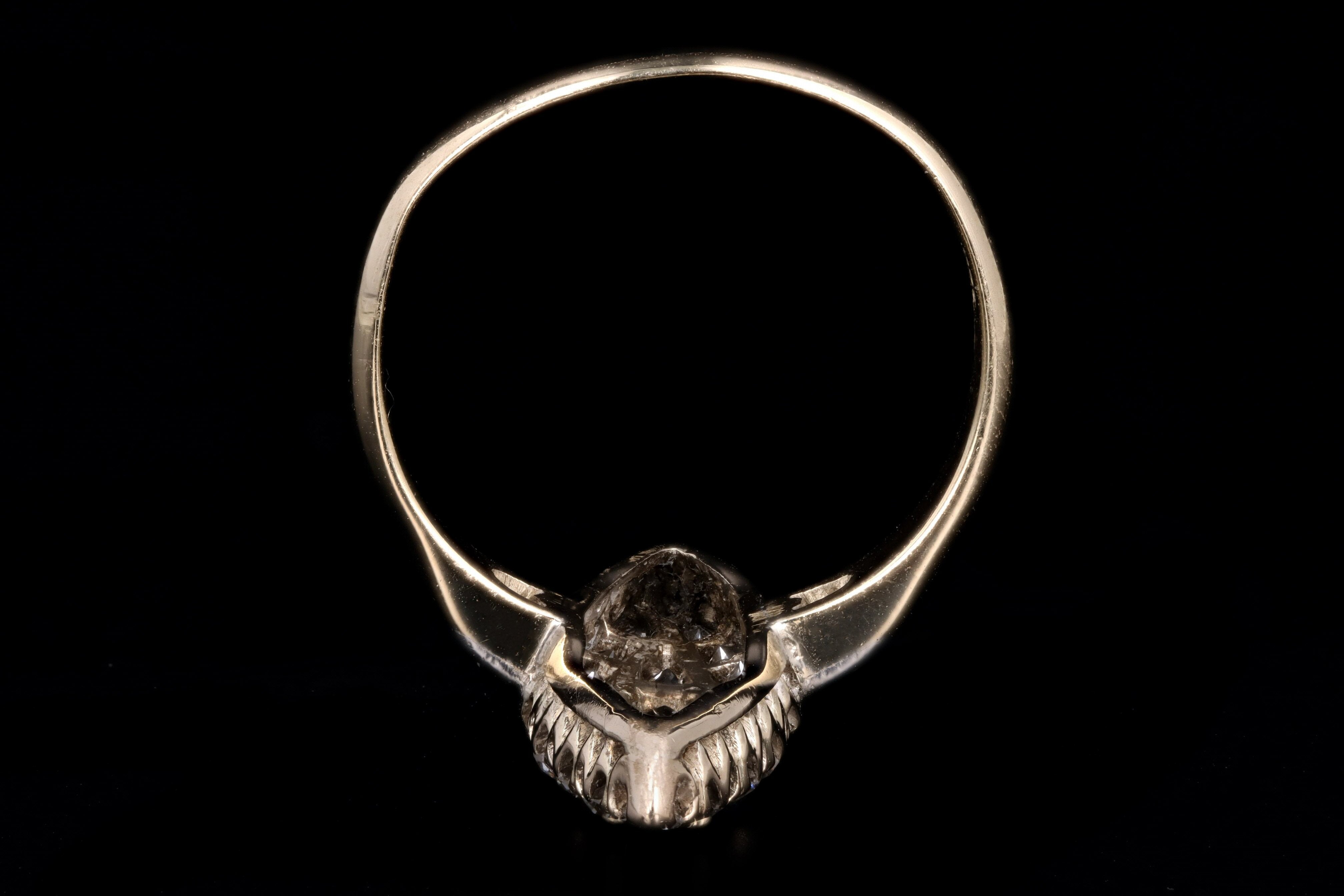 Victorian 14K Yellow Gold .65 Carat Natural Sapphire & Diamond Navette Ring - Queen May