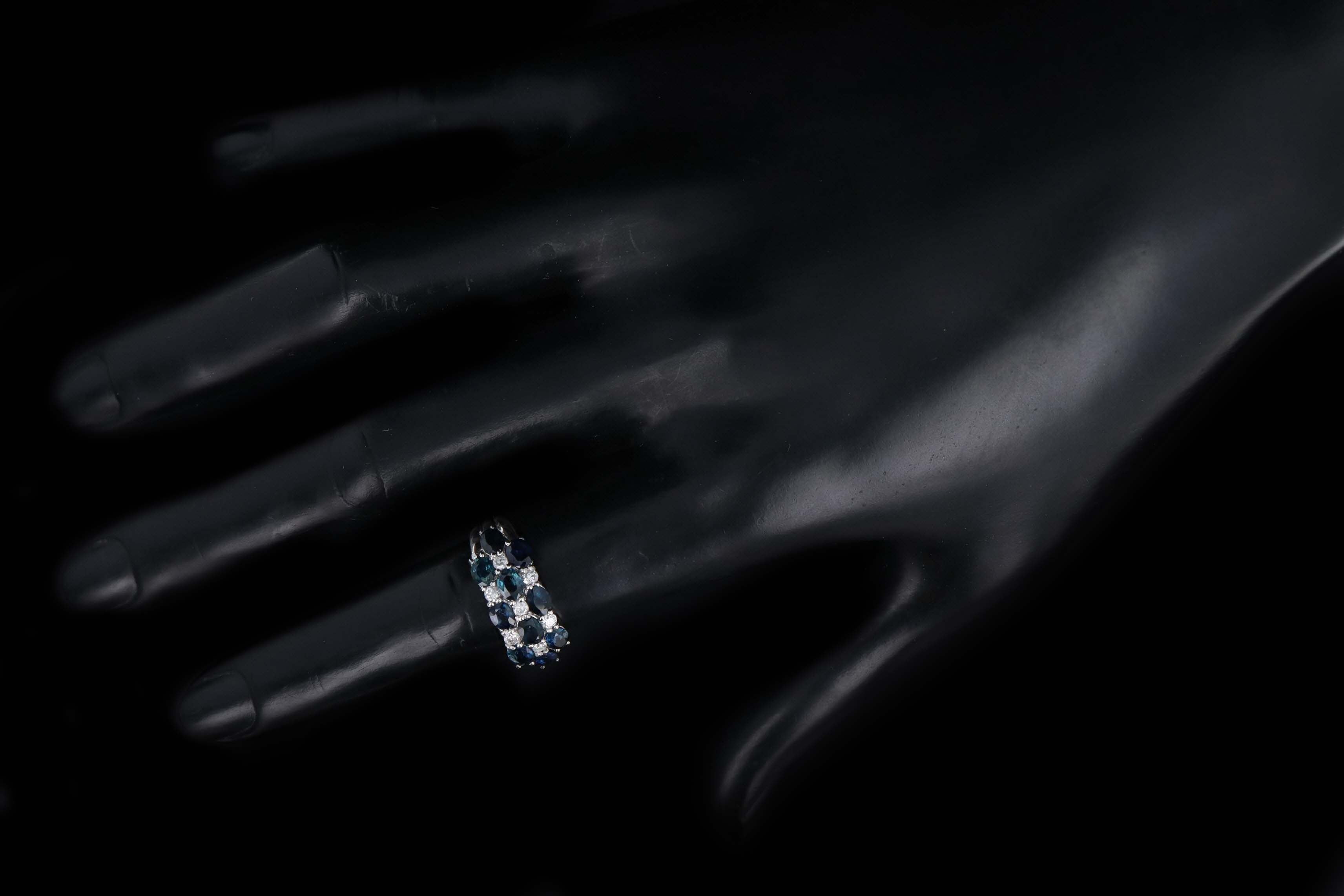 Platinum 2.22 Carat Oval Natural Sapphire & Diamond Band - Queen May