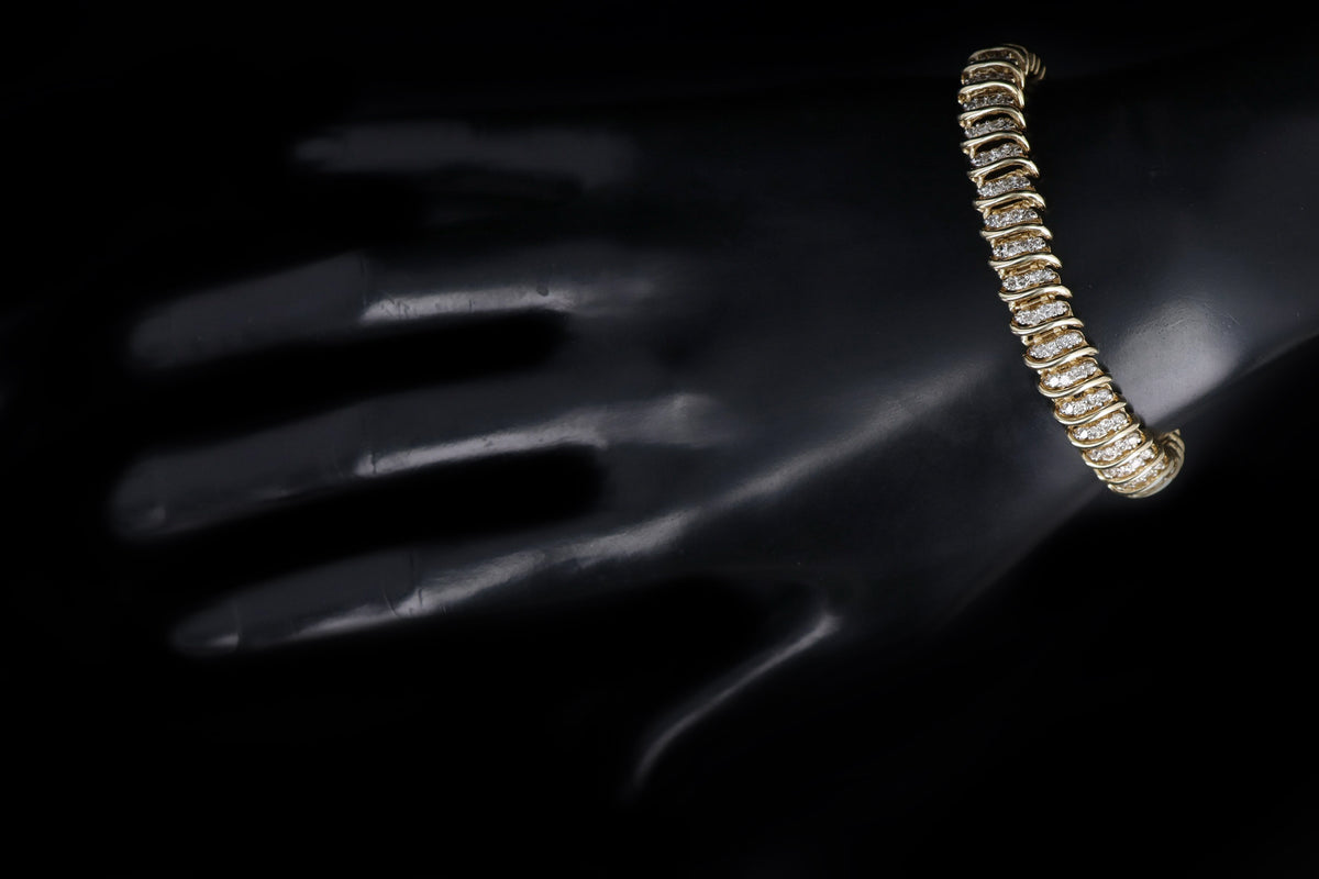 14K Yellow Gold 4.0 Carat Total Weight Diamond Bracelet - Queen May