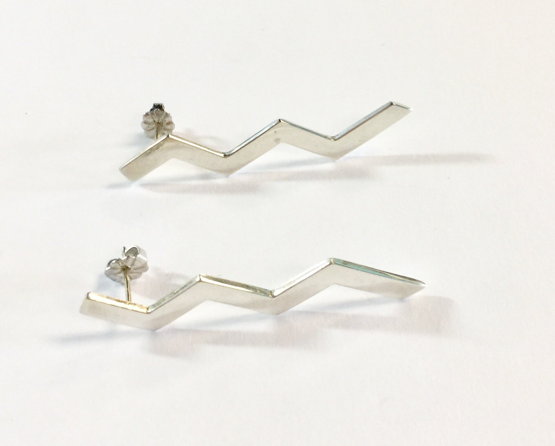 Tiffany & Co Sterling Silver Paloma Picasso ZigZag Earrings c.1985 - Queen May