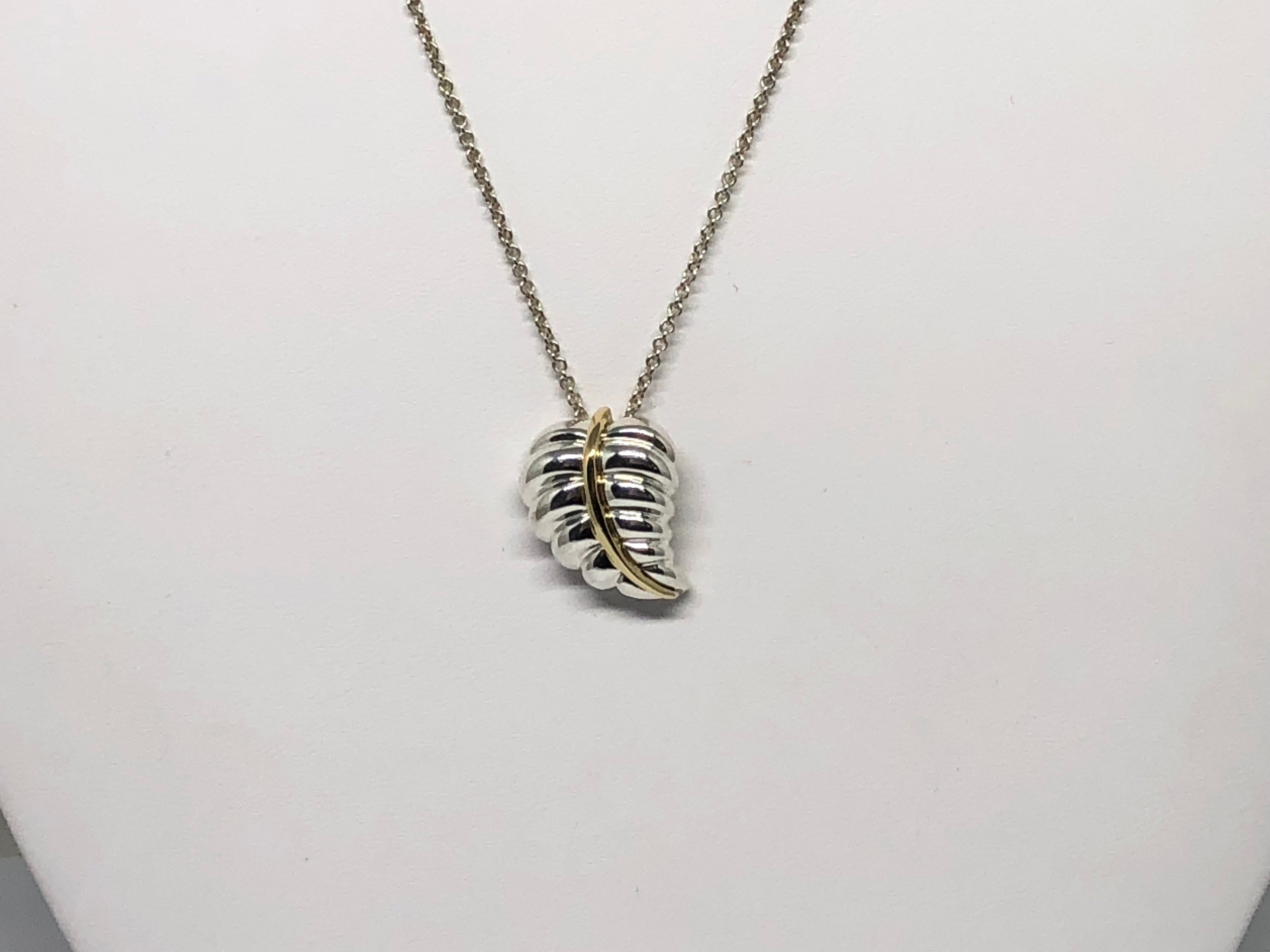 Tiffany & Co Sterling Silver & 18K Gold Leaf Necklace - Queen May