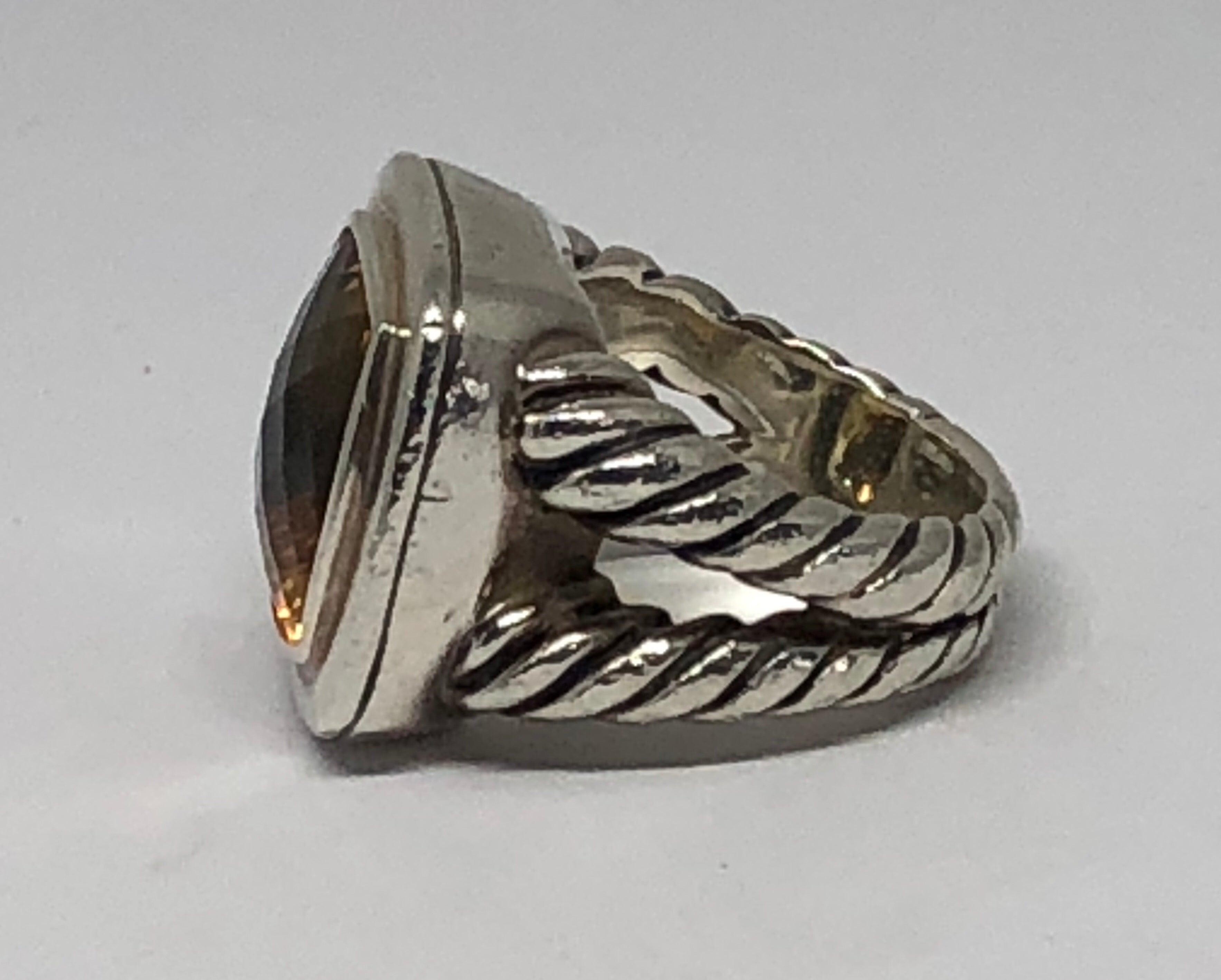 David Yurman Sterling Silver Citrine Albion Ring Size 6.25 - Queen May