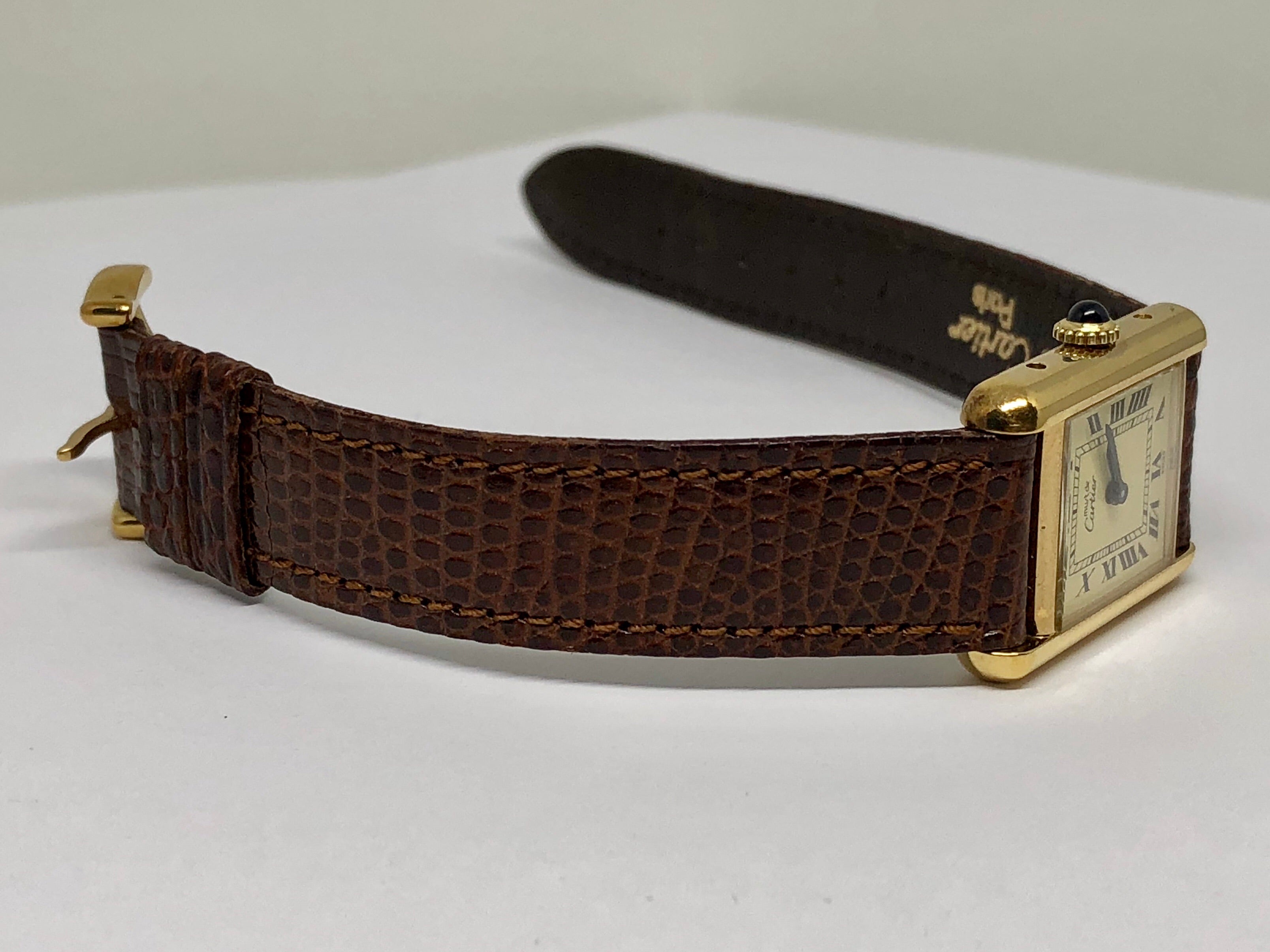 Cartier Sterling Silver Gold Washed Must de Cartier Tank Women's Watch Mechanical - Queen May