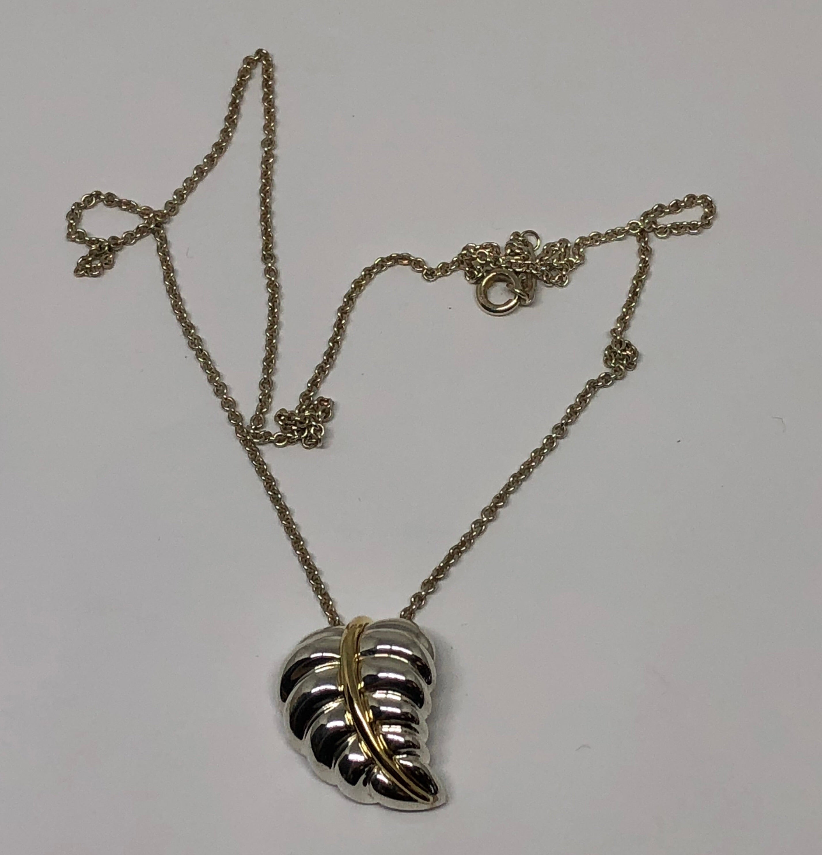 Tiffany & Co Sterling Silver & 18K Gold Leaf Necklace - Queen May