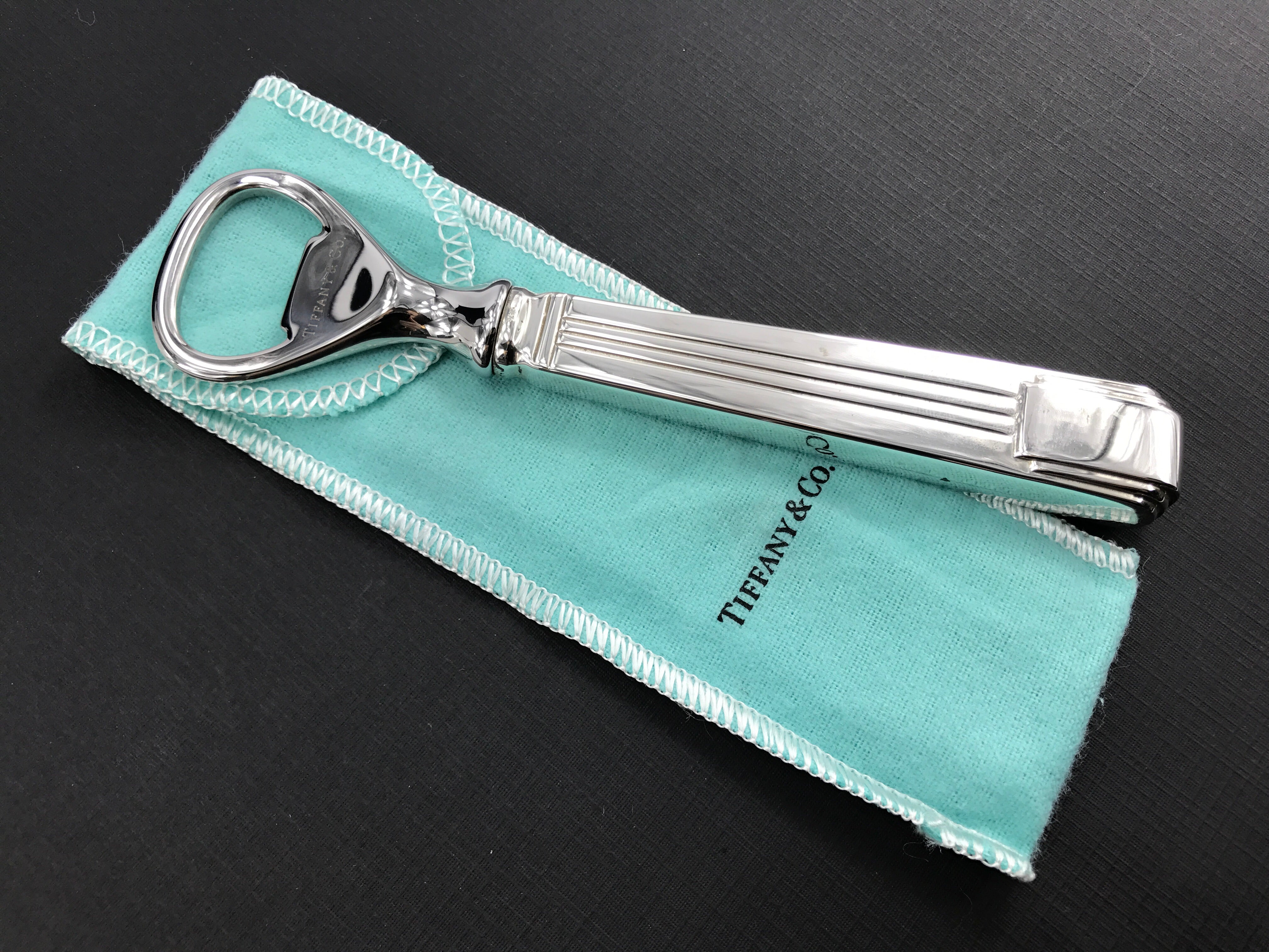 Tiffany & Co Sterling Silver Century Pattern Bottle Opener w/ Pouch - Queen May