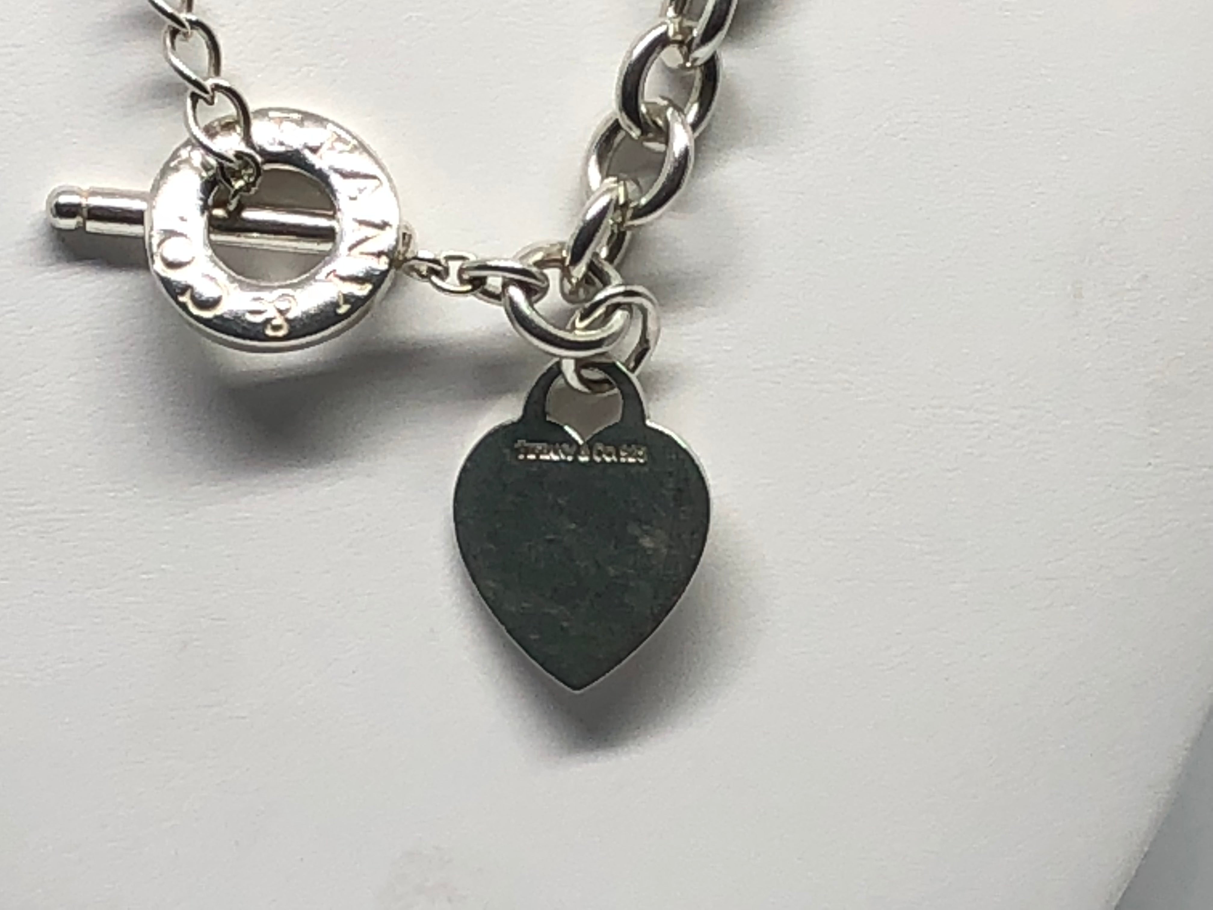 Tiffany & Co Sterling Silver Heart Tag Toggle Necklace 16.5" - Queen May