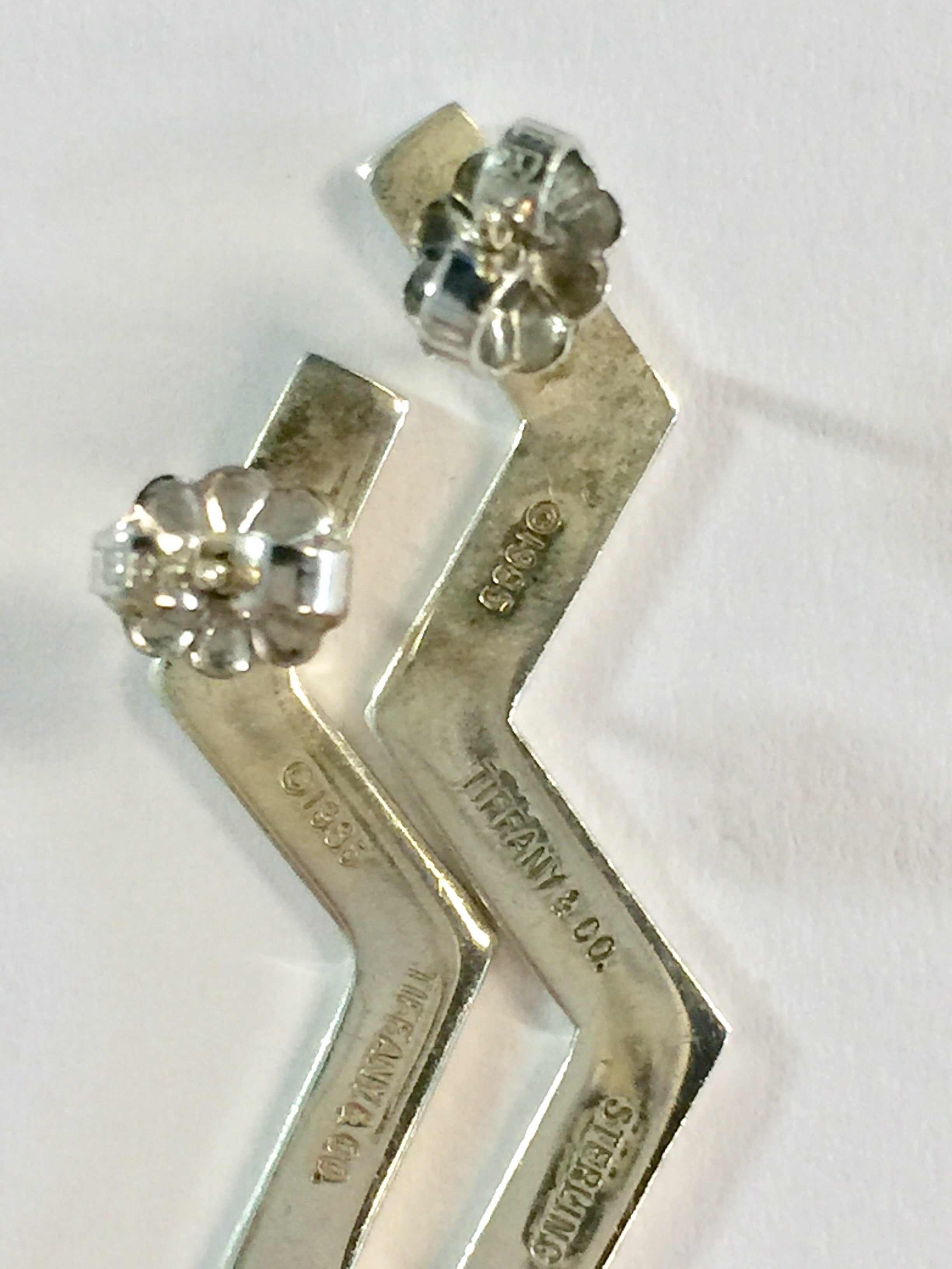 Tiffany & Co Sterling Silver Paloma Picasso ZigZag Earrings c.1985 - Queen May