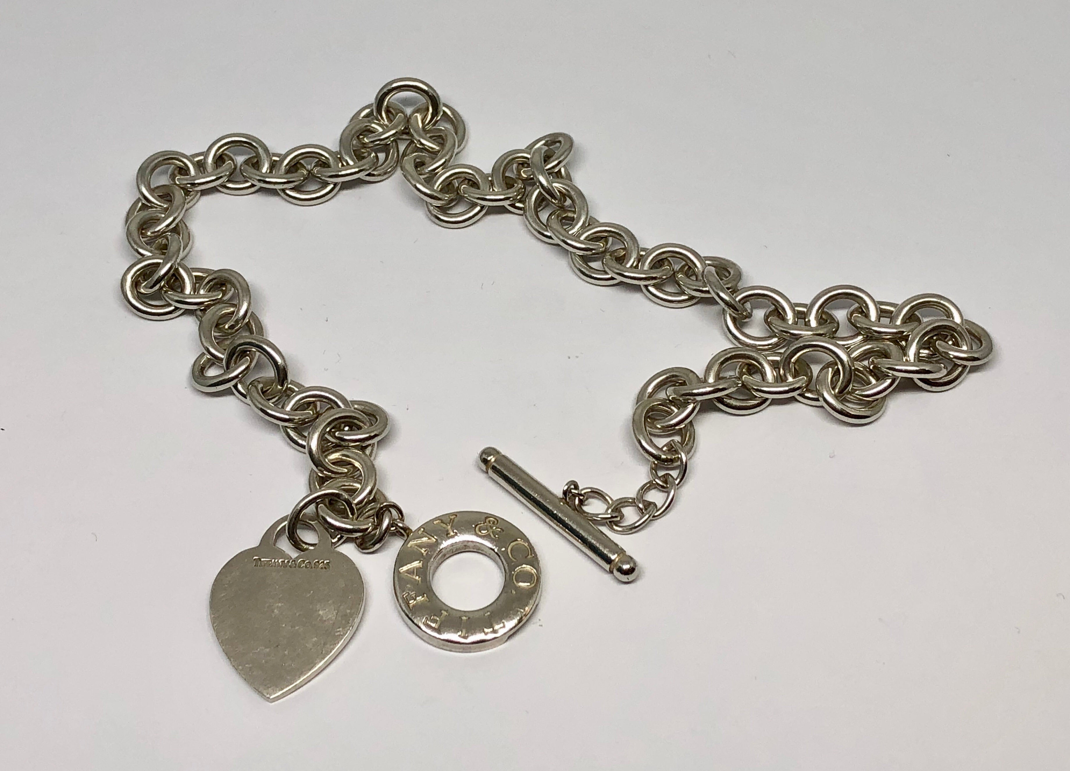 Tiffany & Co Sterling Silver Heart Tag Toggle Necklace 16.5" - Queen May